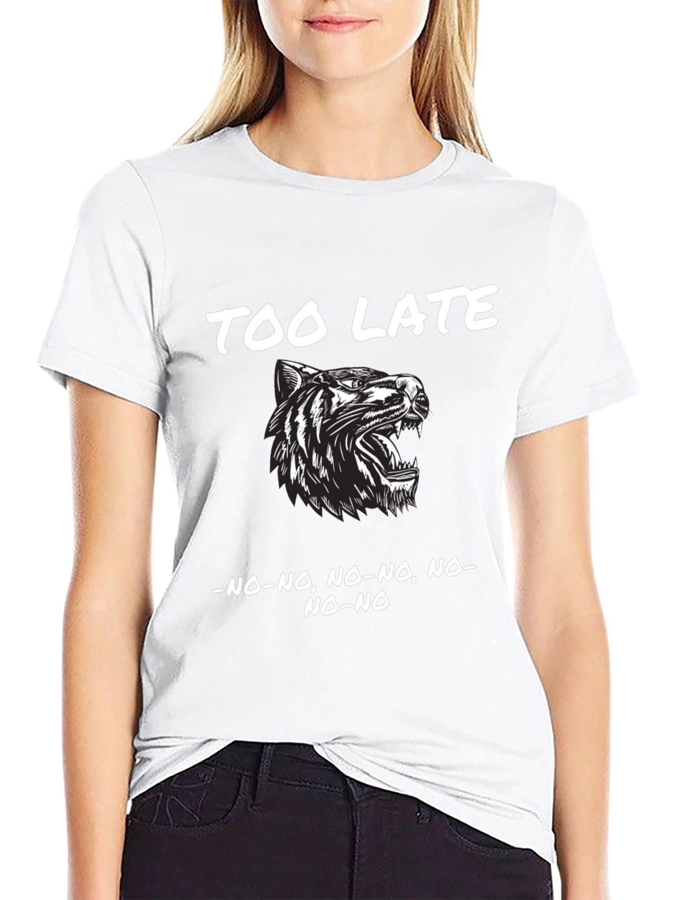 Too Late Tiger Graphic Black T-Shirt