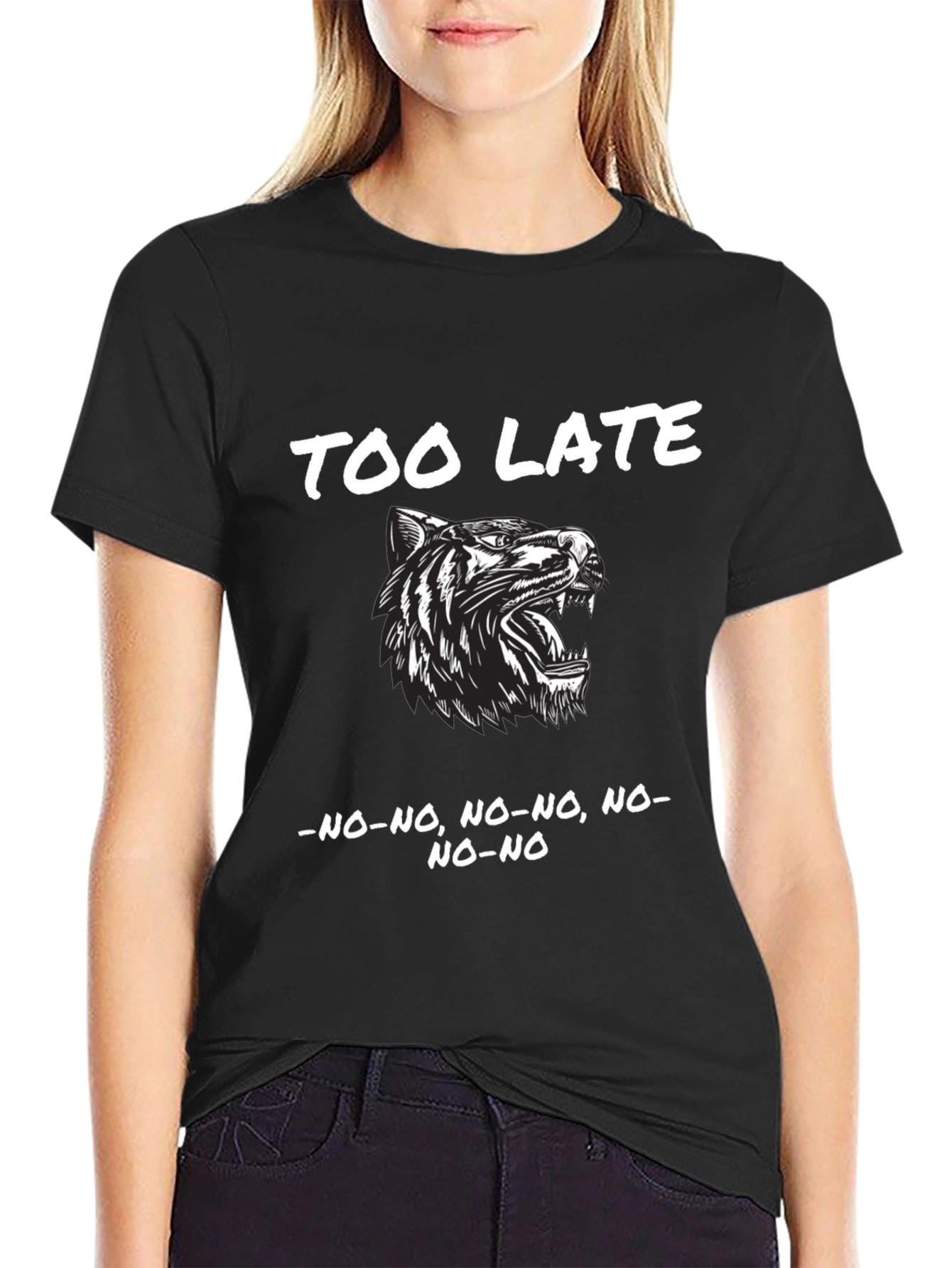 Too Late Tiger Graphic Black T-Shirt
