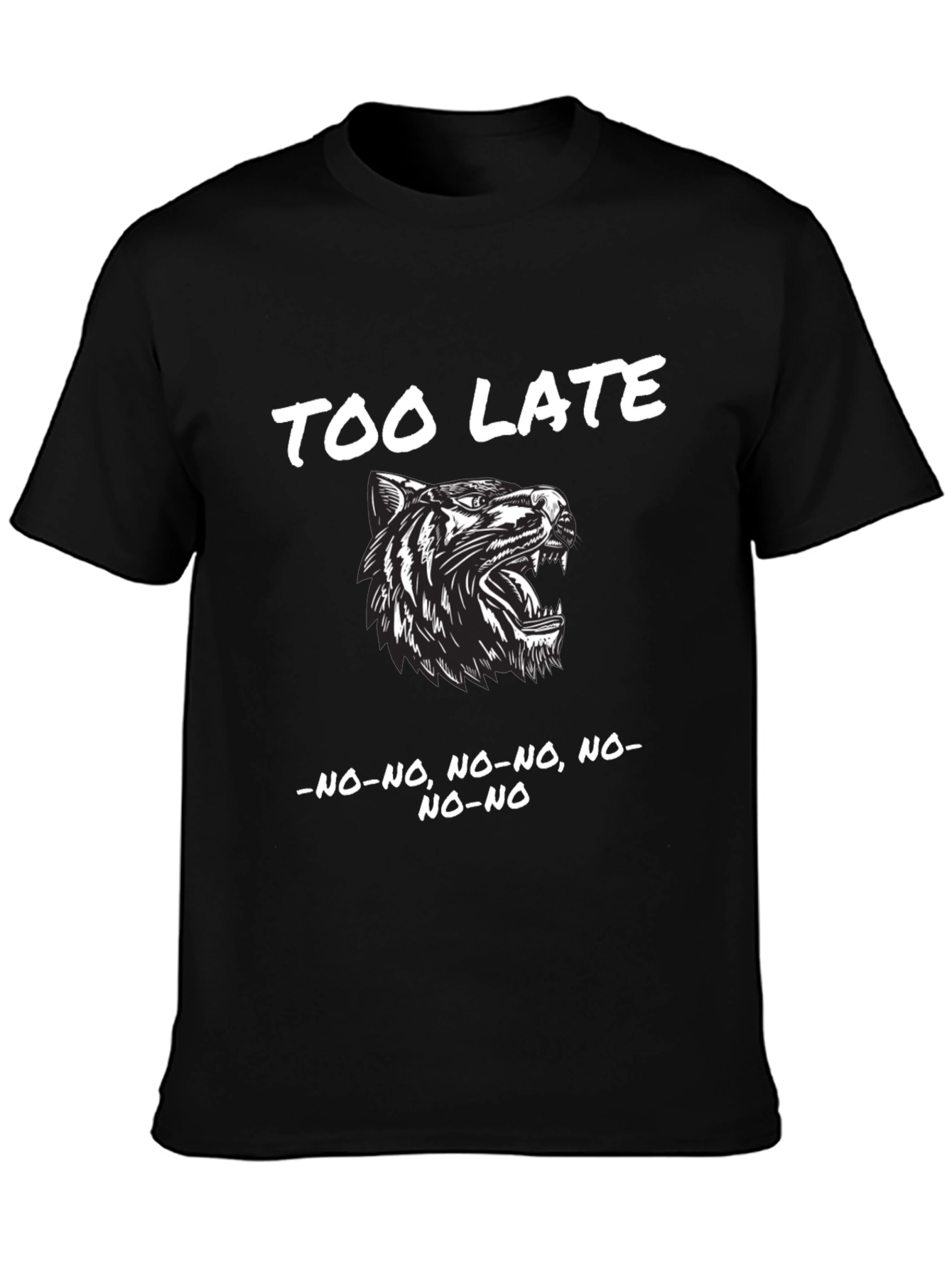 Too Late Tiger Graphic Black T-Shirt