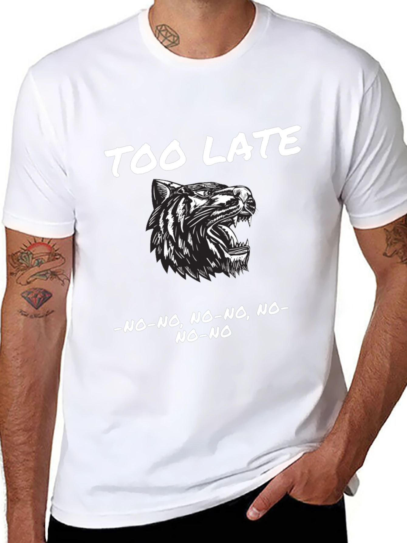 Too Late Tiger Graphic Black T-Shirt