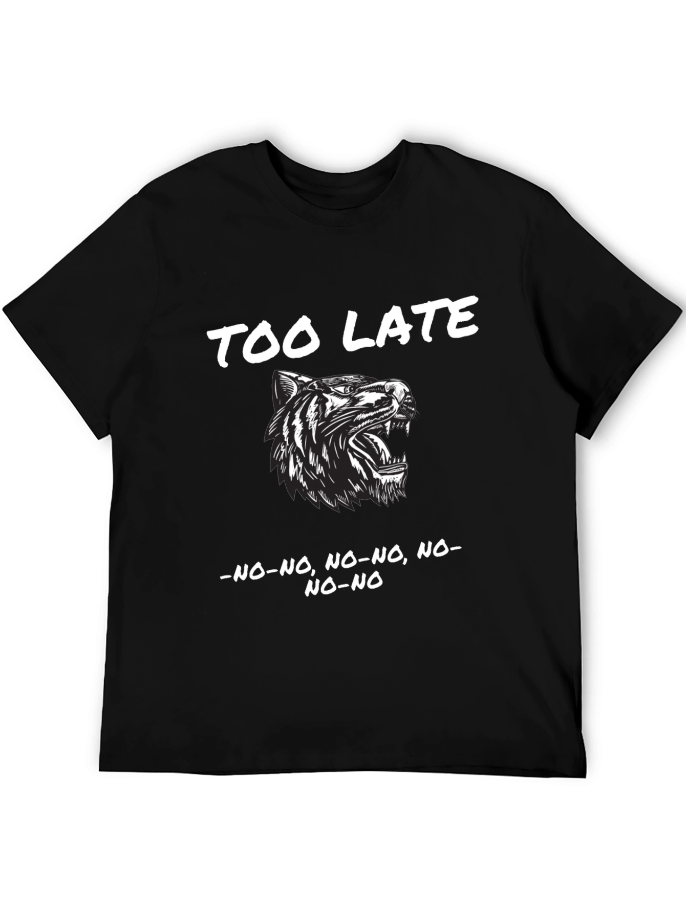Too Late Tiger Graphic Black T-Shirt