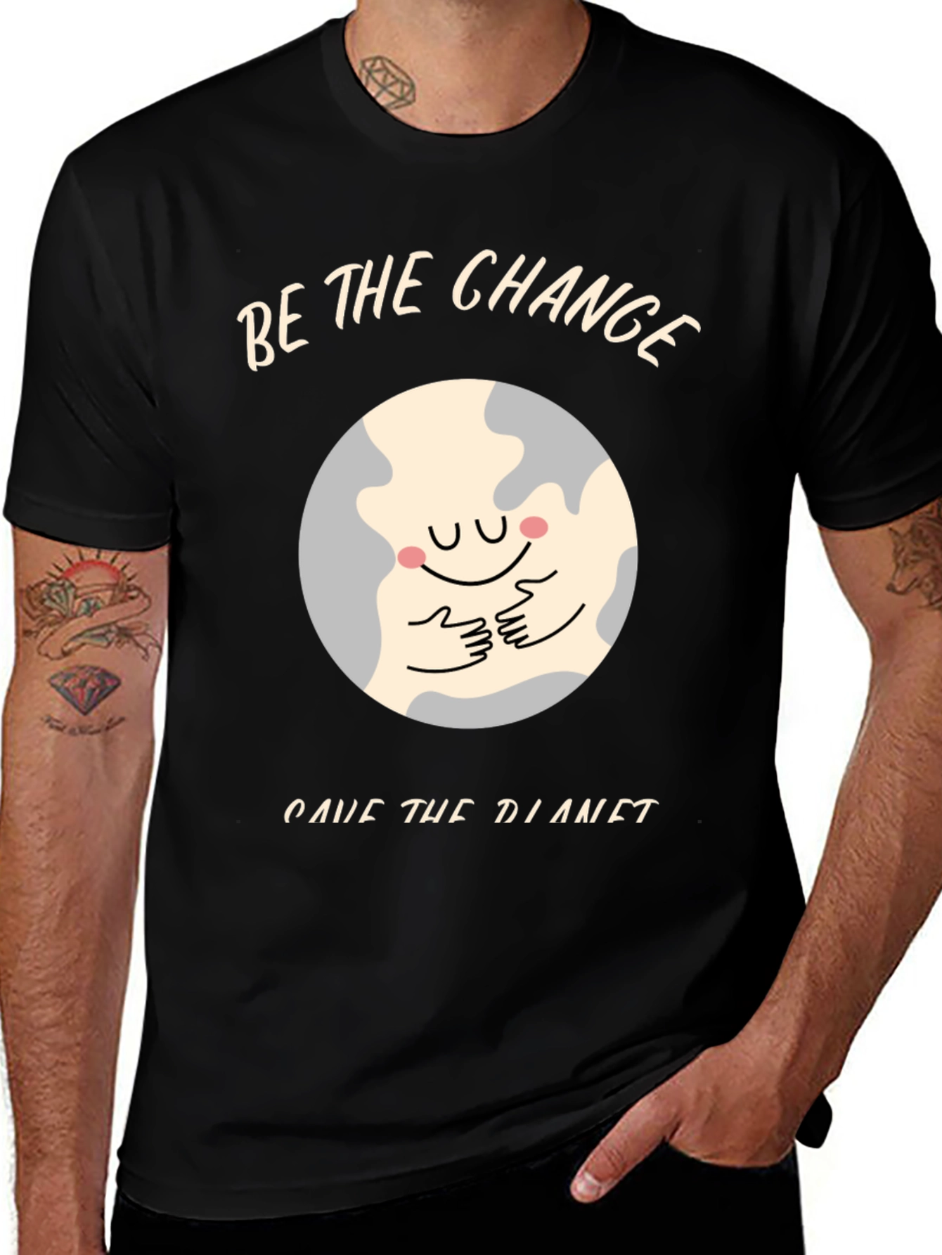 Be The Change Save The Planet Black T-Shirt