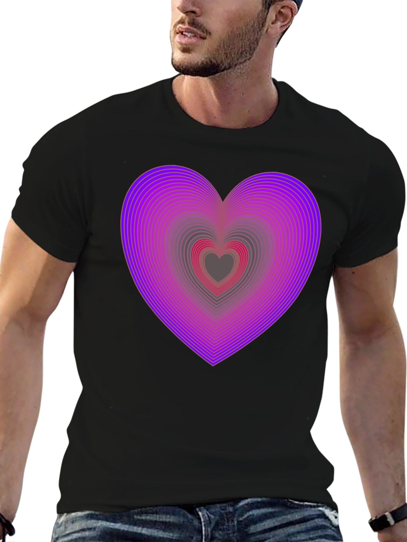 Heart Illusion Graphic T-Shirt - Mens Casual Tee