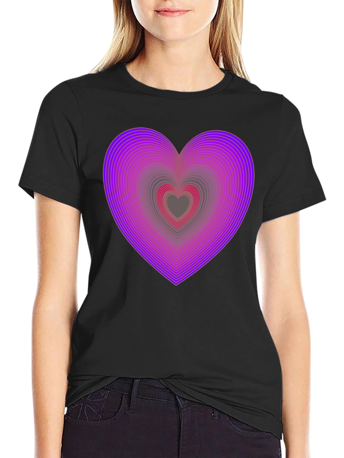Heart Illusion Graphic T-Shirt - Mens Casual Tee
