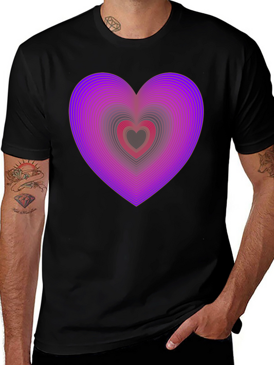 Heart Illusion Graphic T-Shirt - Mens Casual Tee
