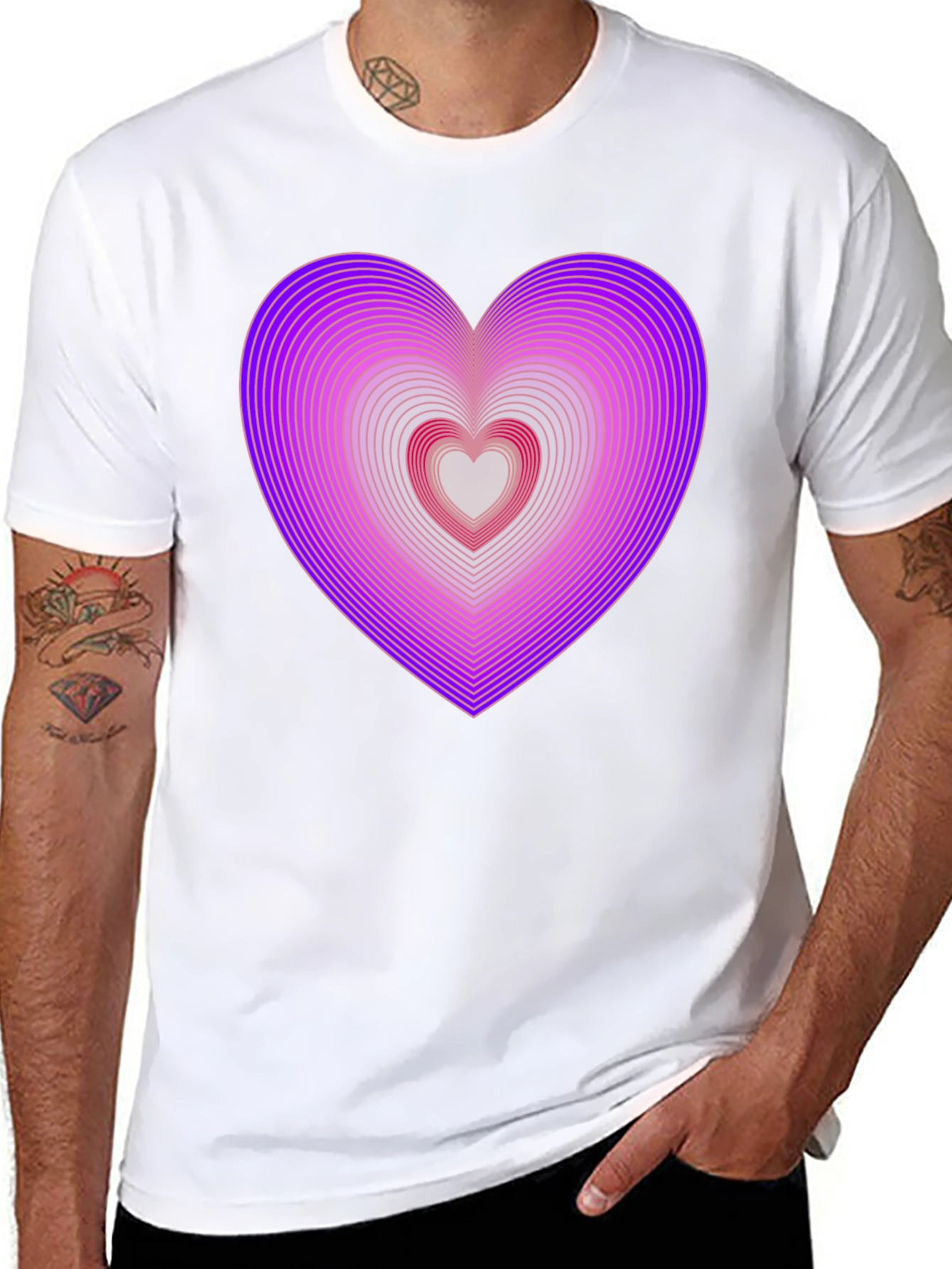 Heart Illusion Graphic T-Shirt - Mens Casual Tee