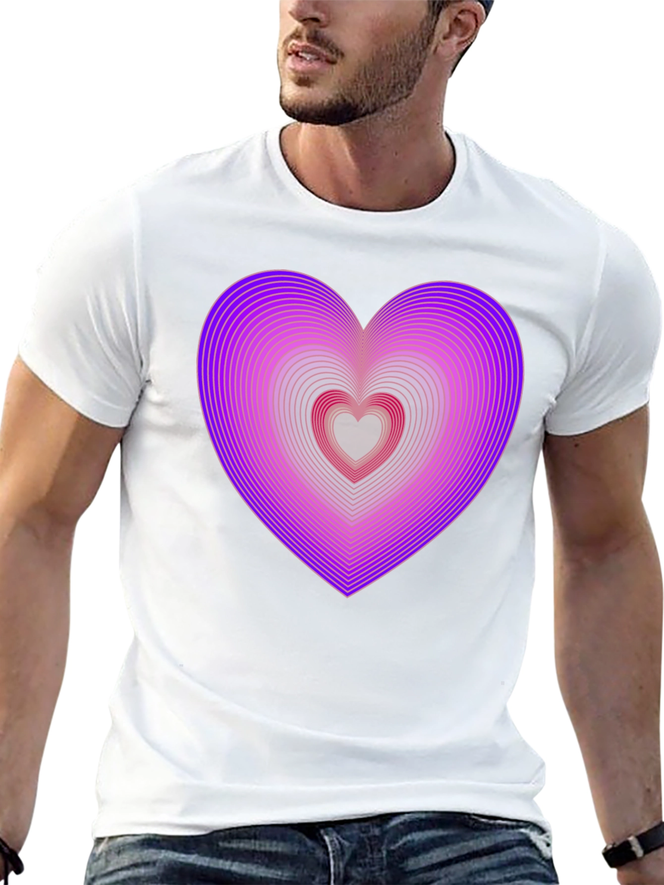 Heart Illusion Graphic T-Shirt - Mens Casual Tee