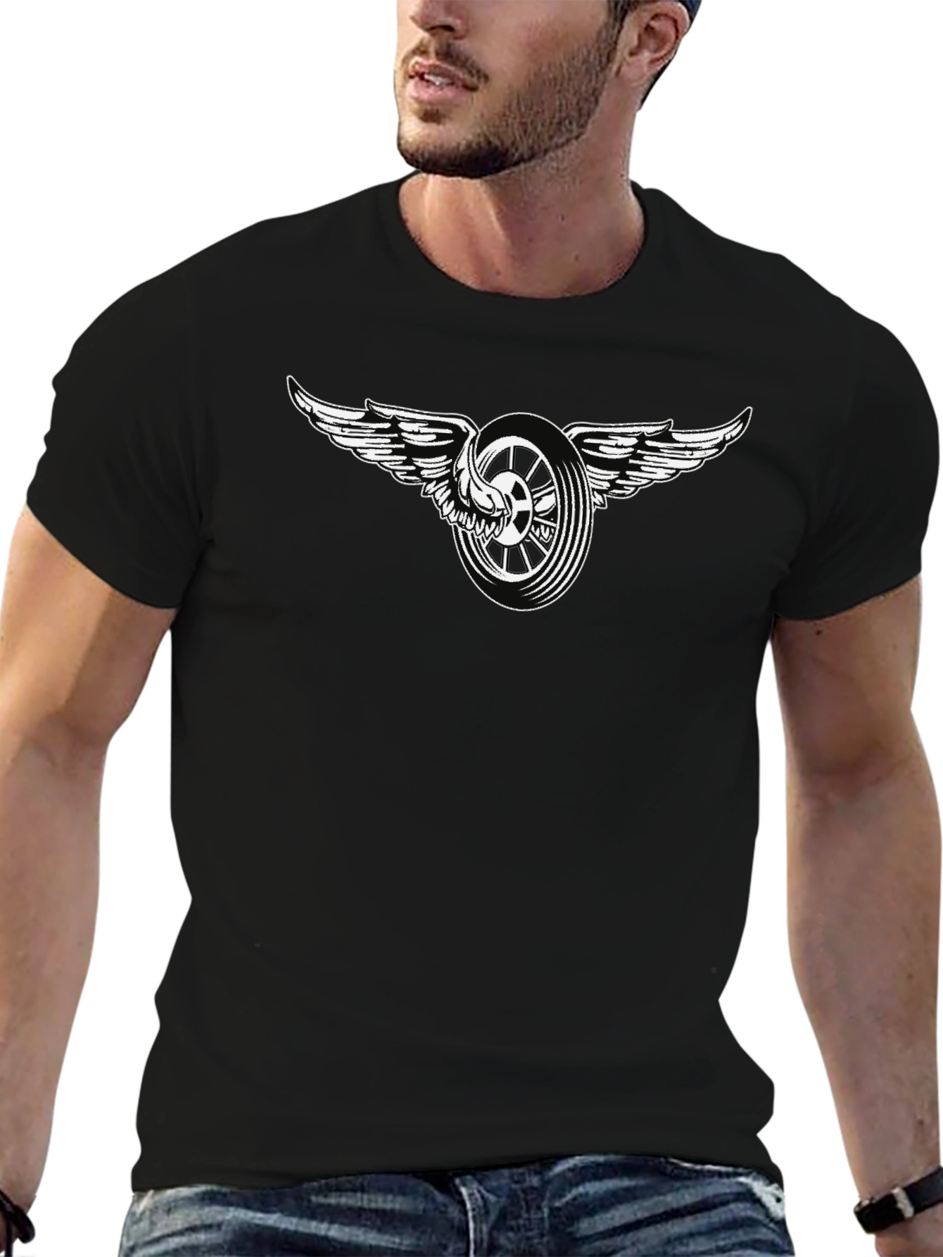 Winged Wheel Graphic T-Shirt - Black