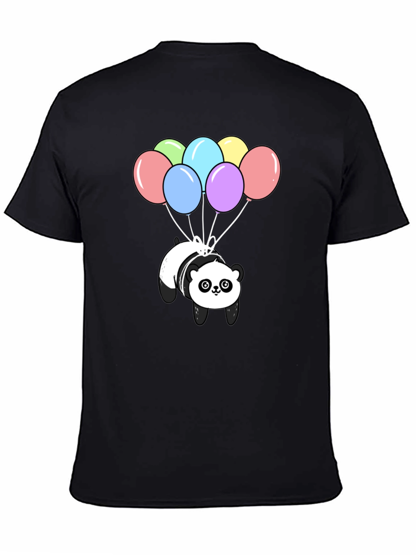 Panda Bear Balloons Graphic Tee - Black