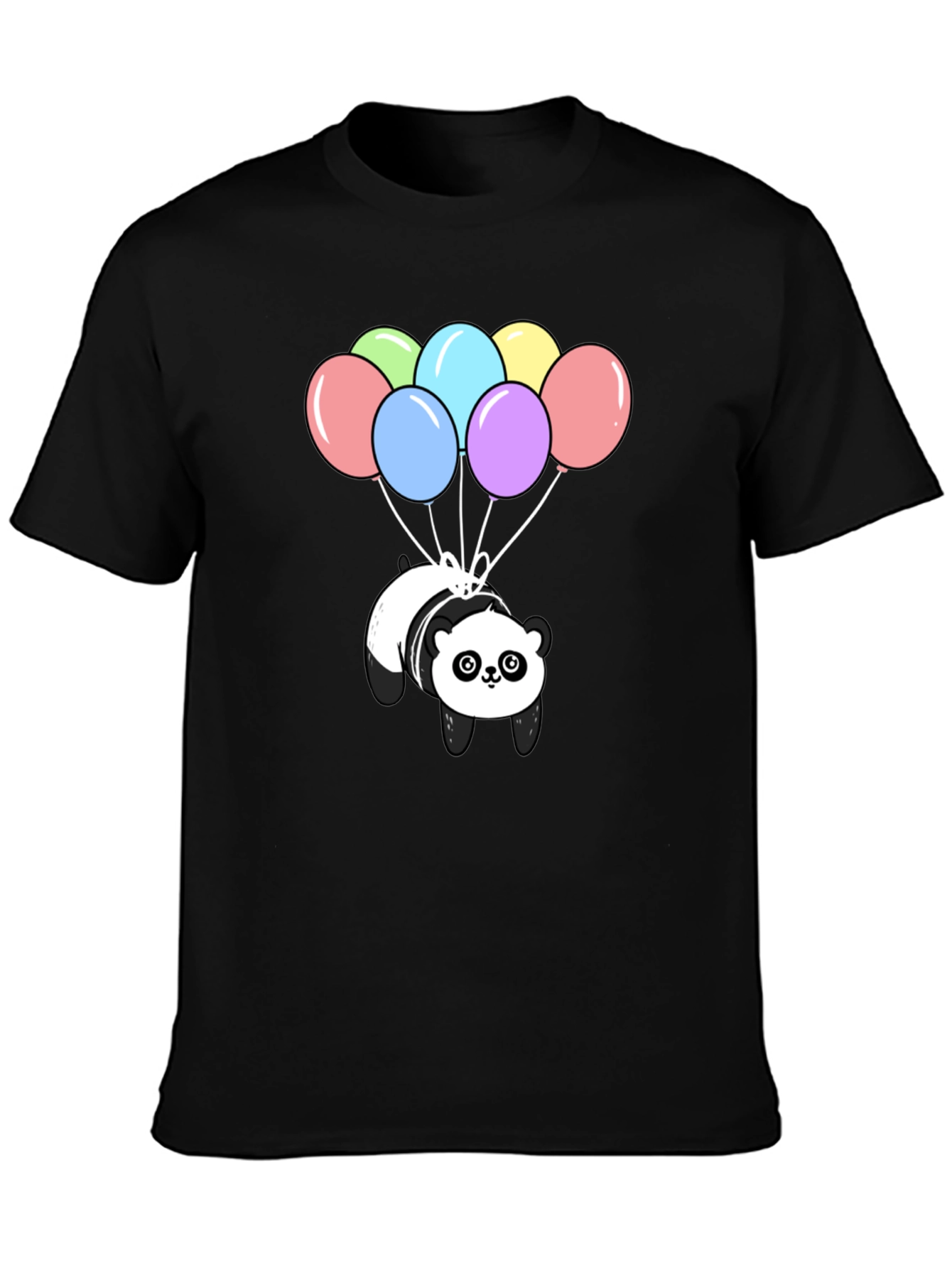 Panda Bear Balloons Graphic Tee - Black