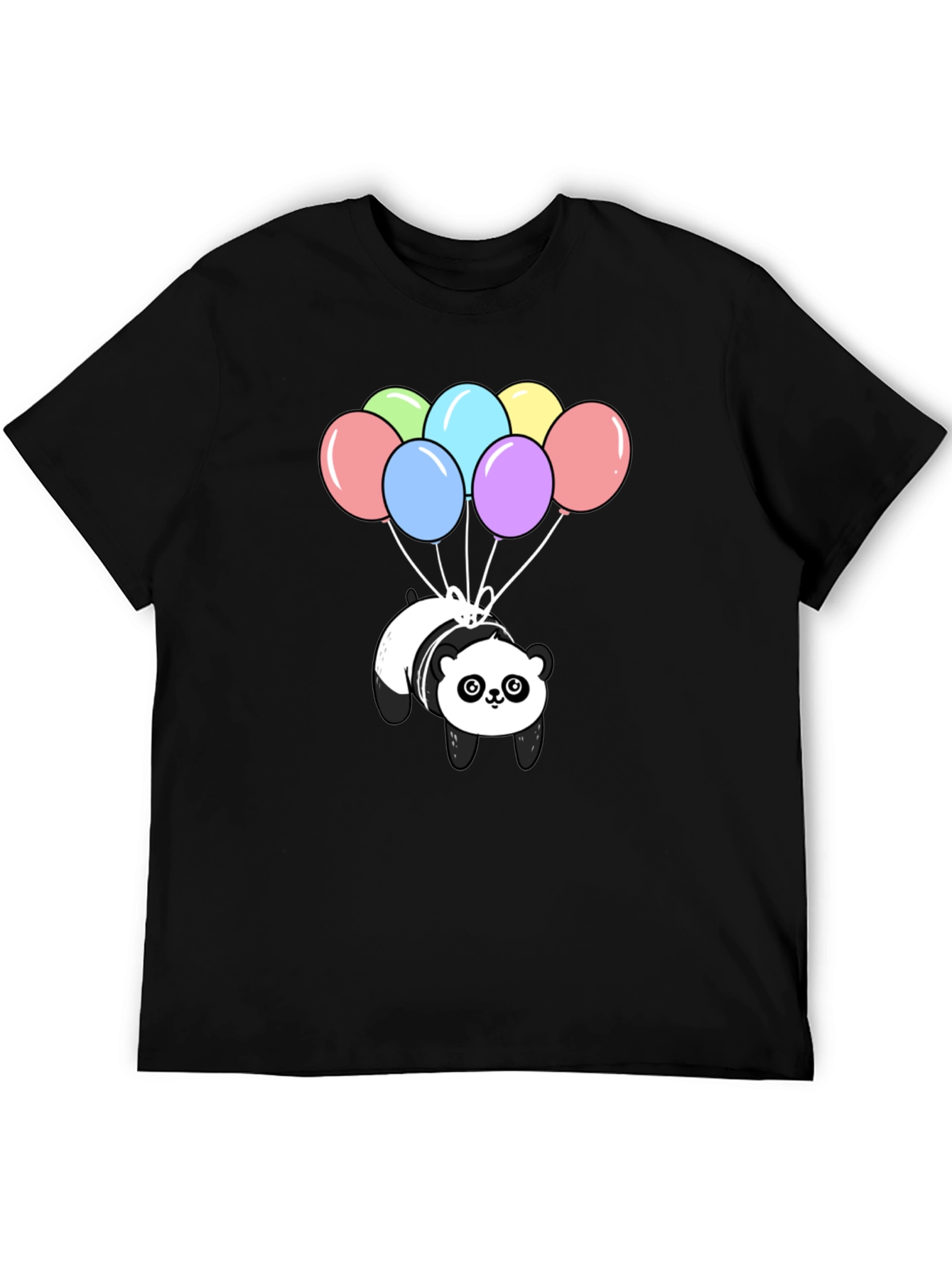 Panda Bear Balloons Graphic Tee - Black