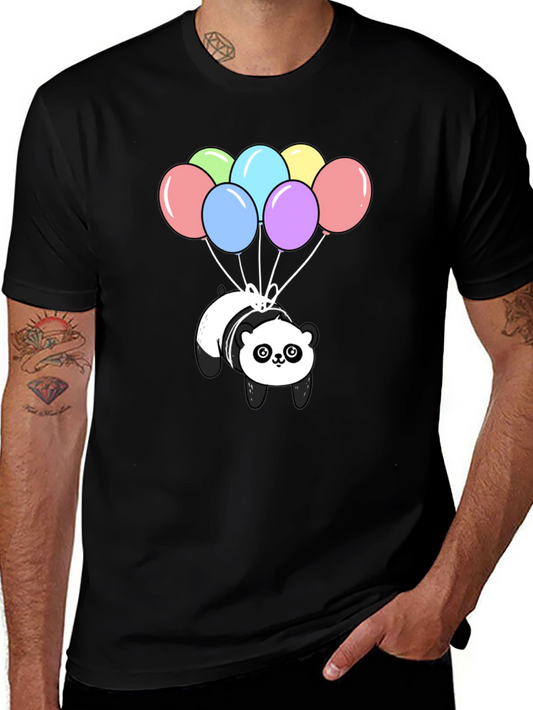 Panda Bear Balloons Graphic Tee - Black