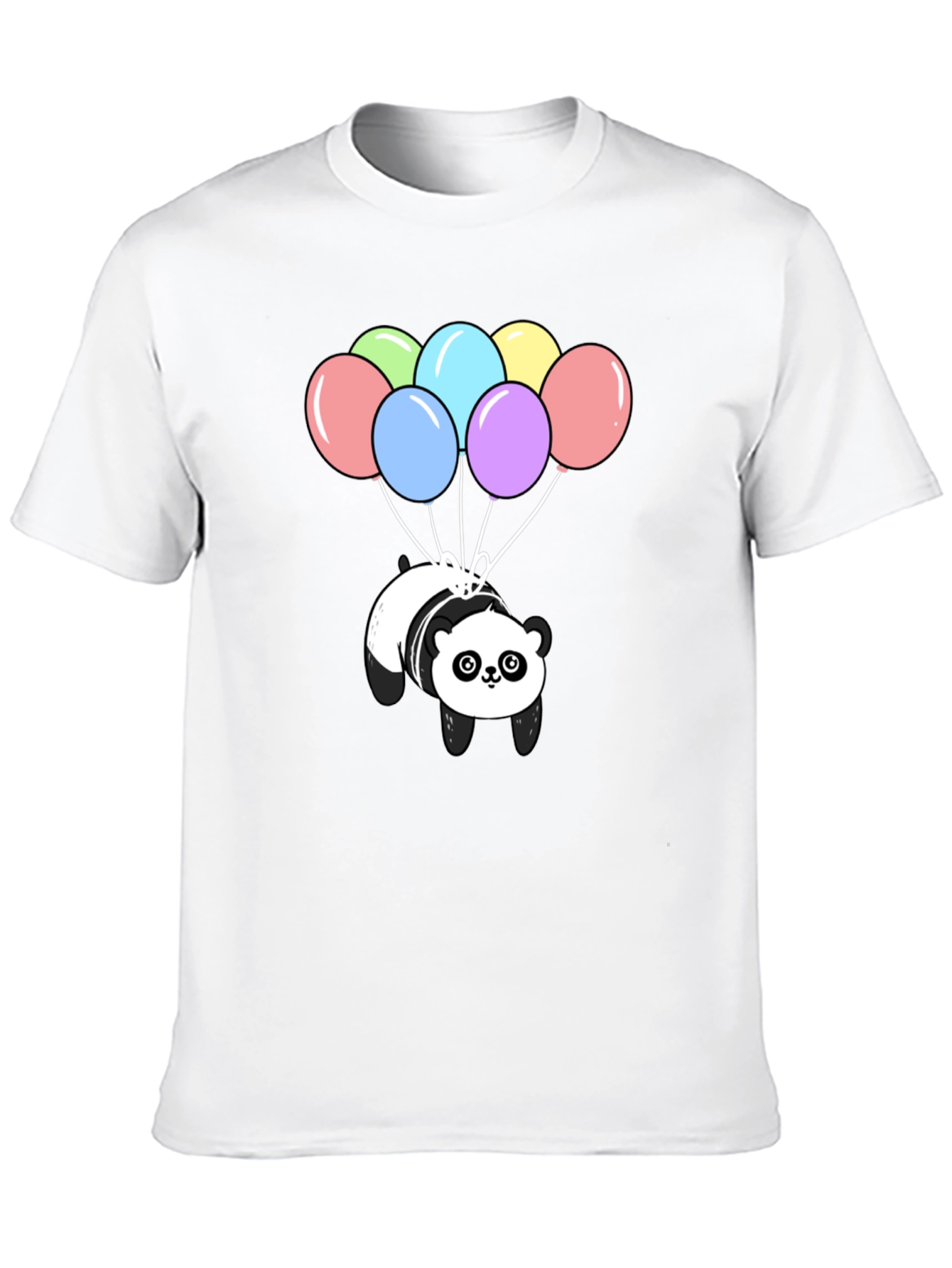 Panda Bear Balloons Graphic Tee - Black