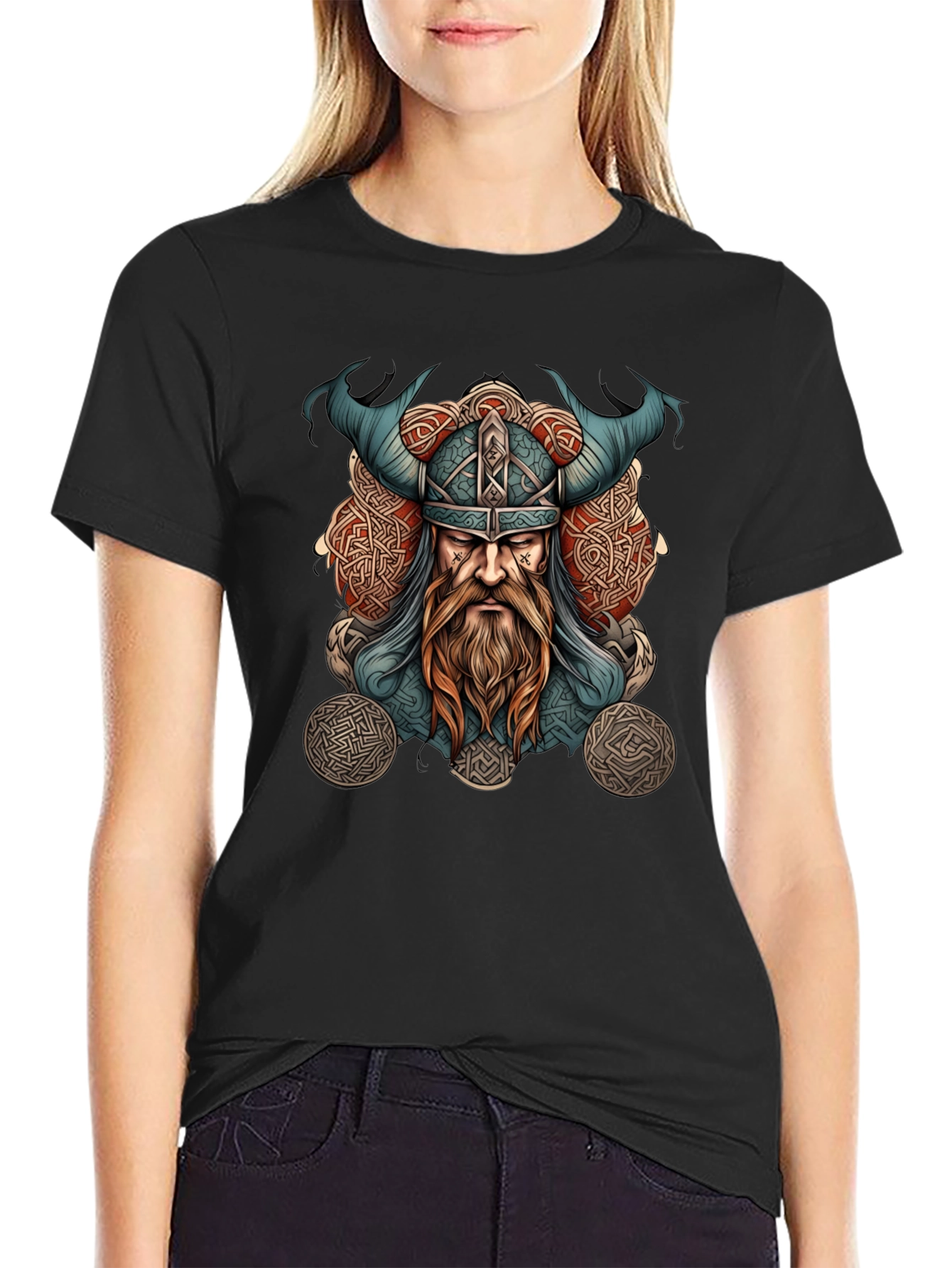 Viking Warrior Graphic Tee - Black