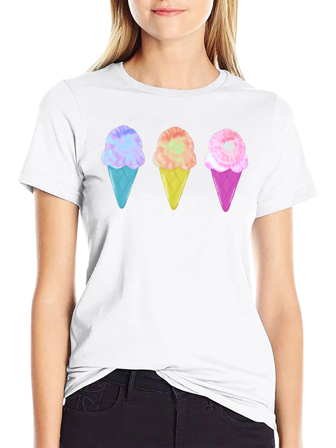 Ice Cream Cone Graphic Tee - Black Unisex T-Shirt