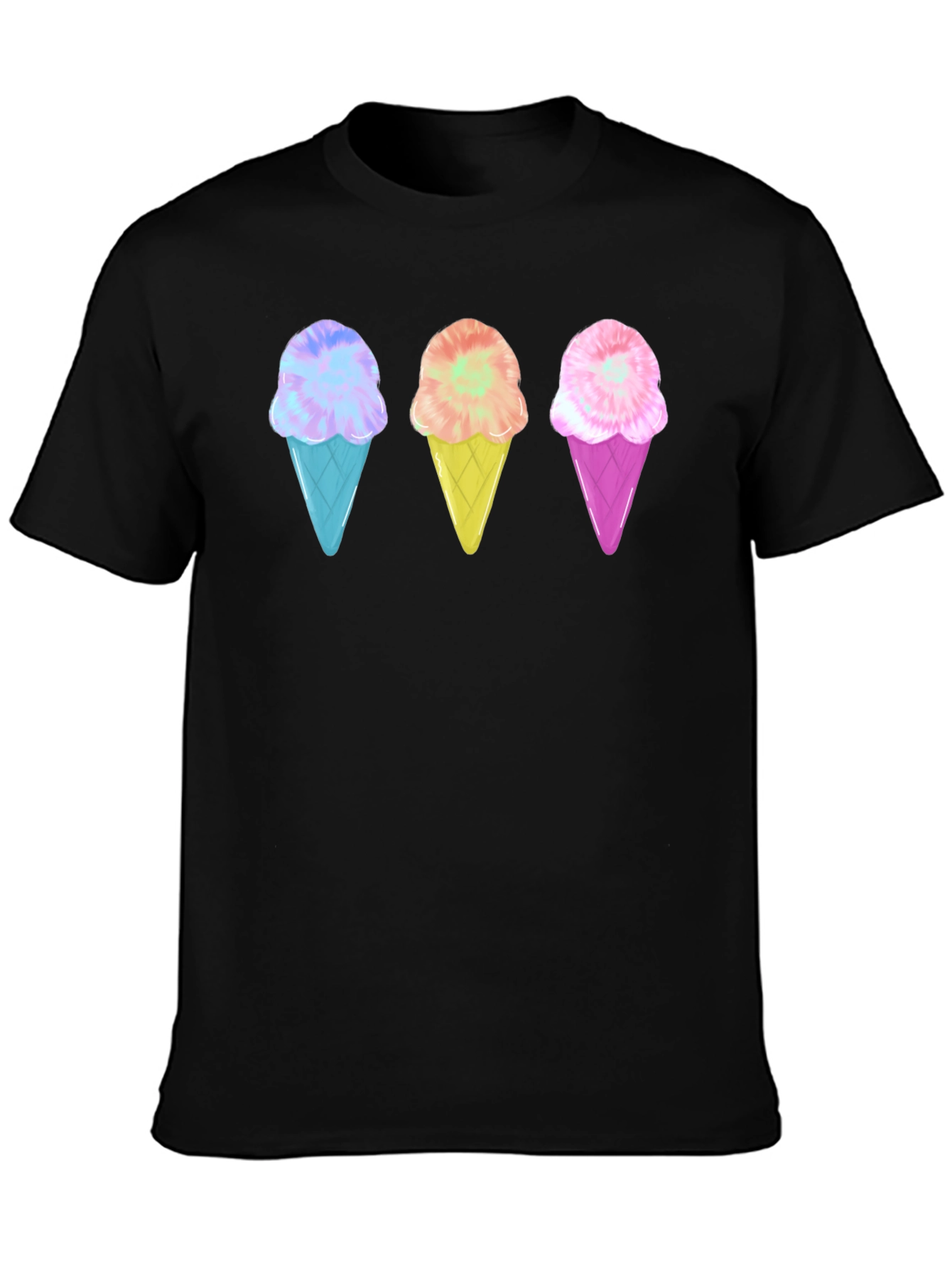 Ice Cream Cone Graphic Tee - Black Unisex T-Shirt