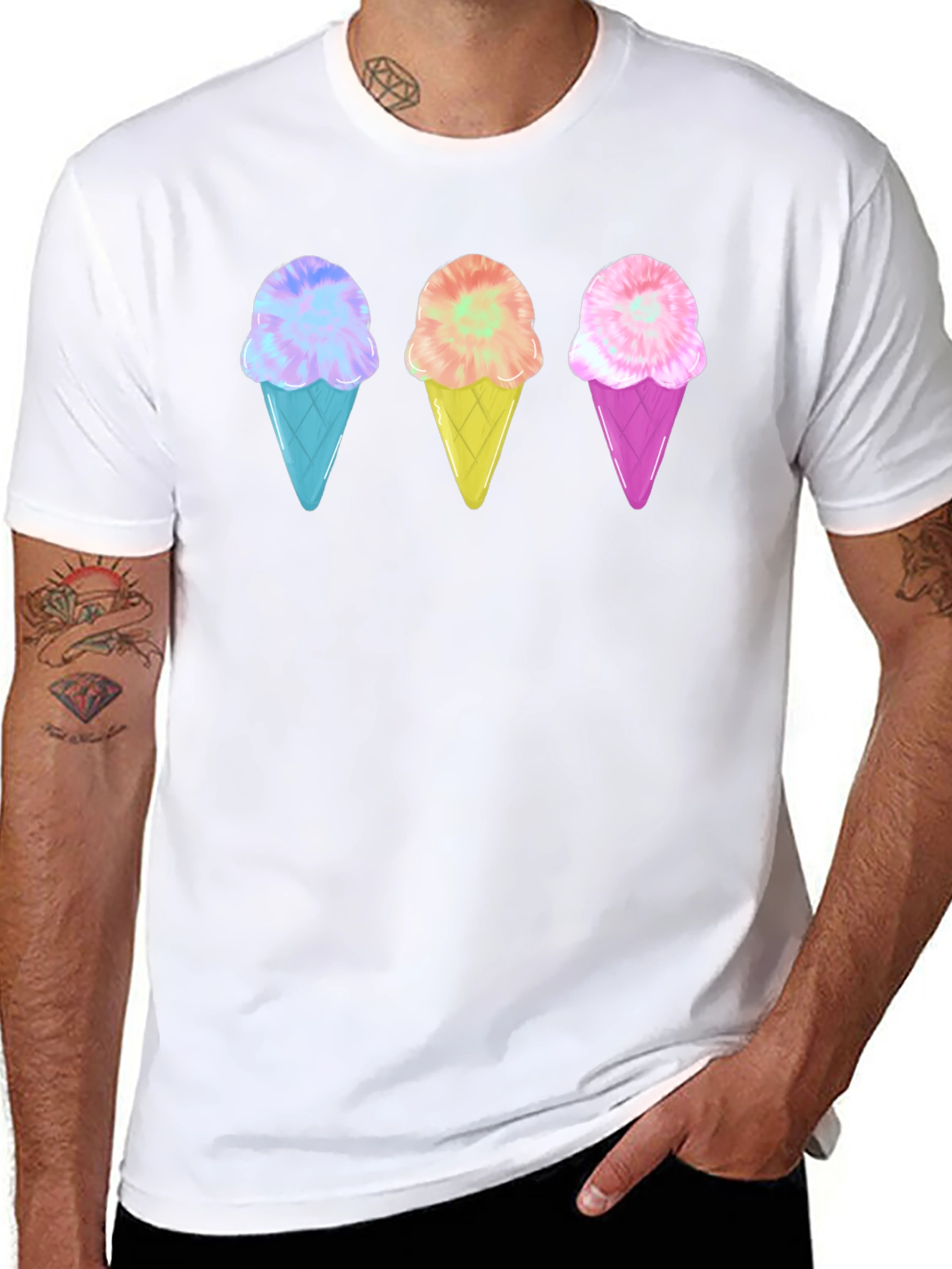 Ice Cream Cone Graphic Tee - Black Unisex T-Shirt