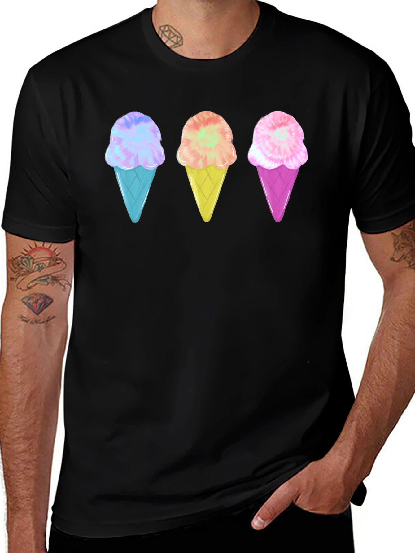 Ice Cream Cone Graphic Tee - Black Unisex T-Shirt