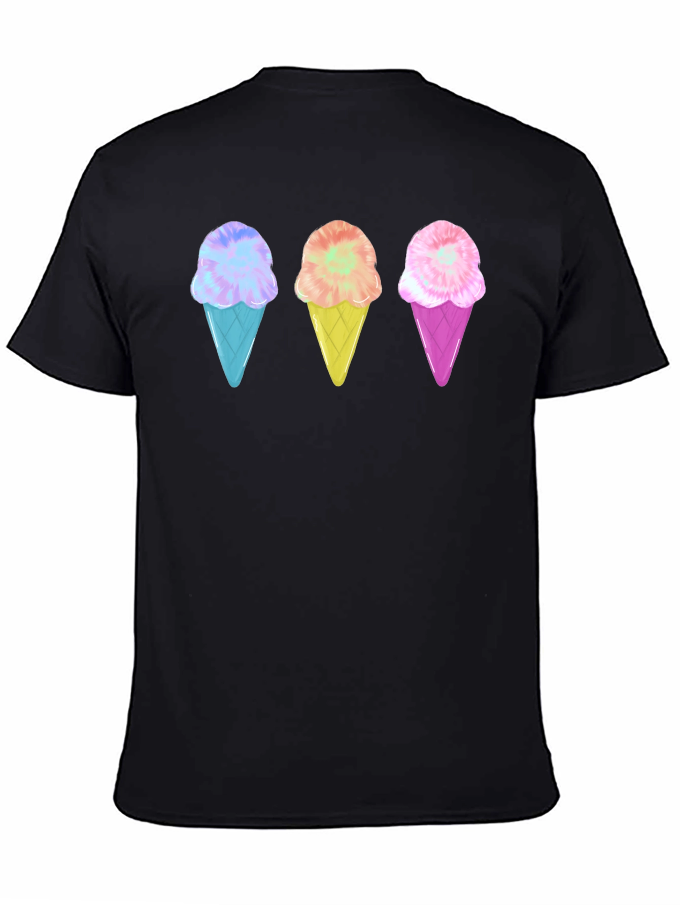 Ice Cream Cone Graphic Tee - Black Unisex T-Shirt