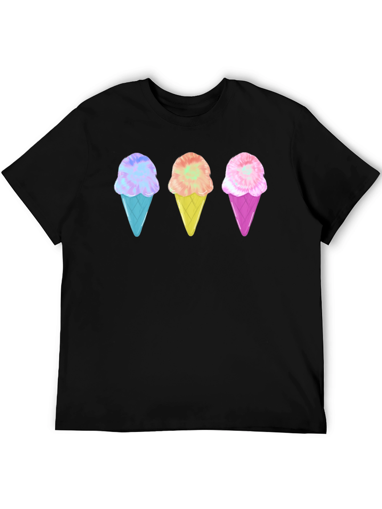 Ice Cream Cone Graphic Tee - Black Unisex T-Shirt