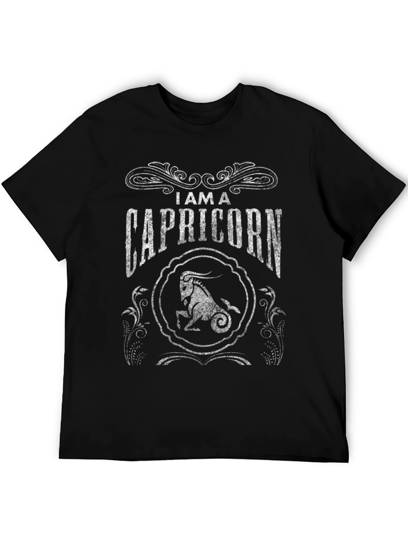 Capricorn Zodiac Graphic T-Shirt - Black