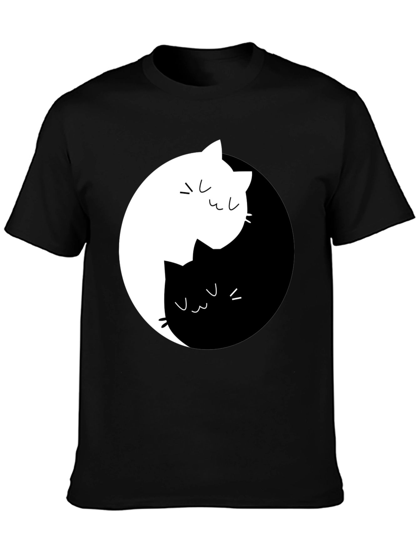 Yin Yang Cats Graphic Tee - Unisex Black T-Shirt