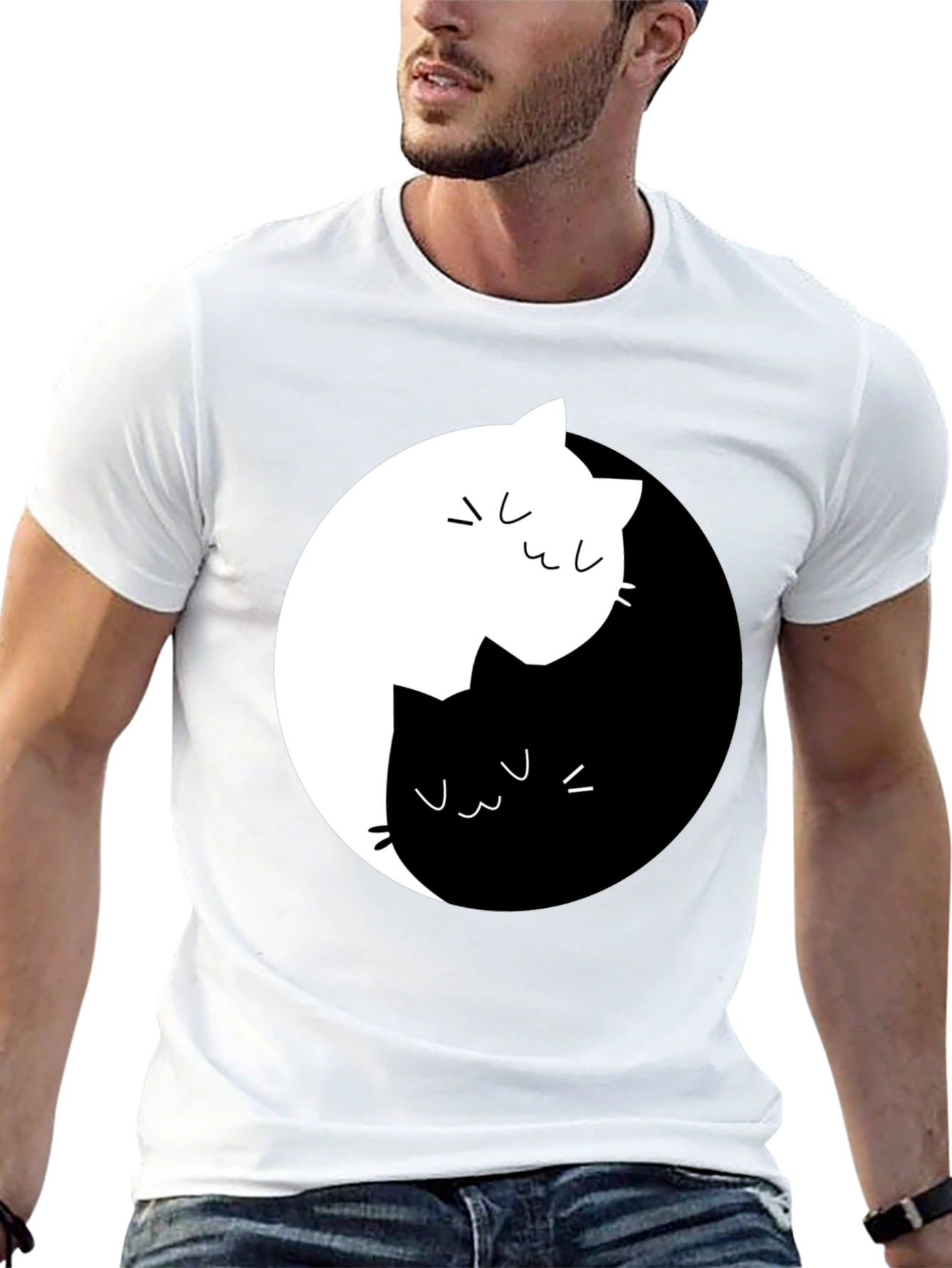 Yin Yang Cats Graphic Tee - Unisex Black T-Shirt