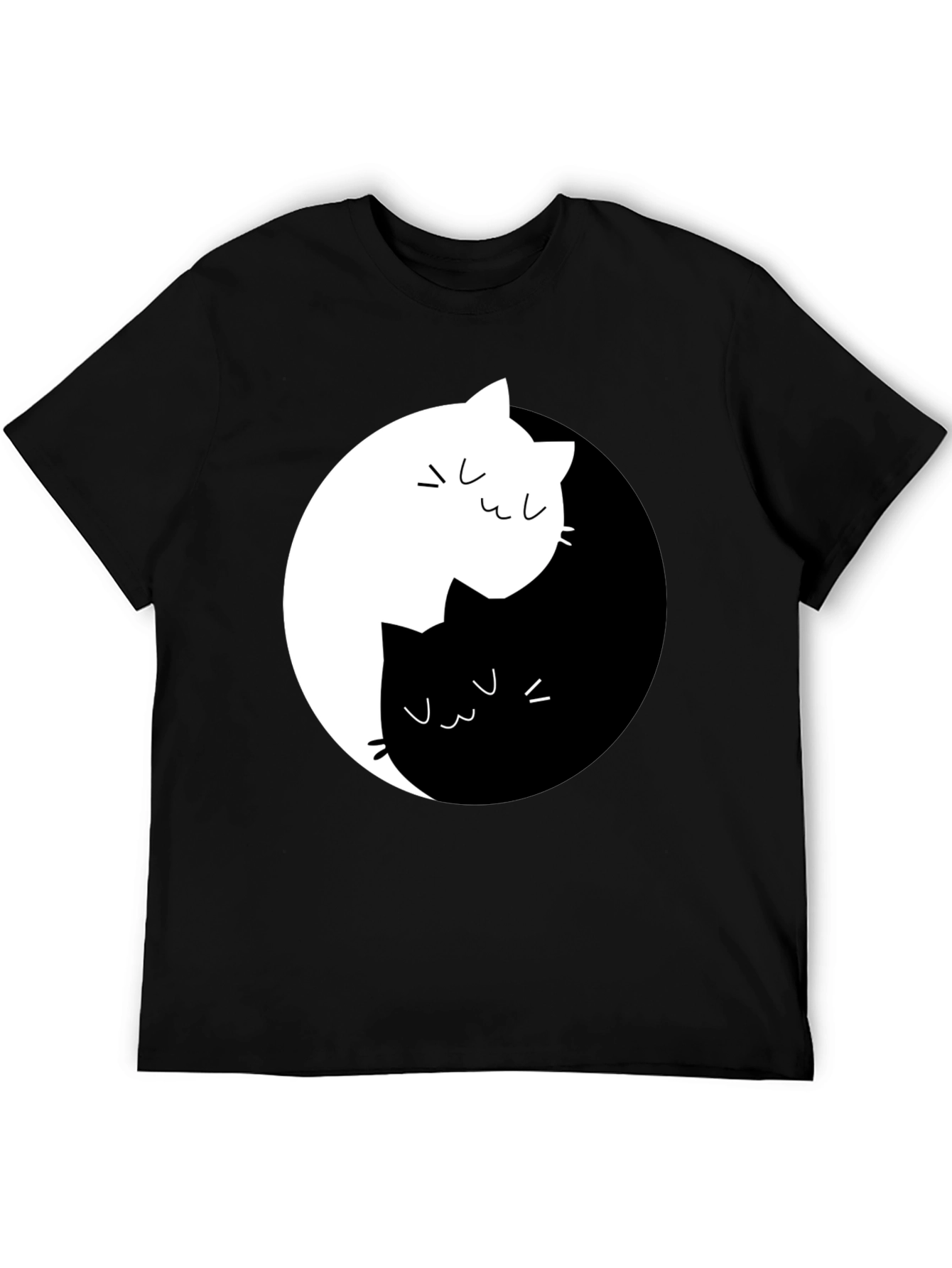 Yin Yang Cats Graphic Tee - Unisex Black T-Shirt