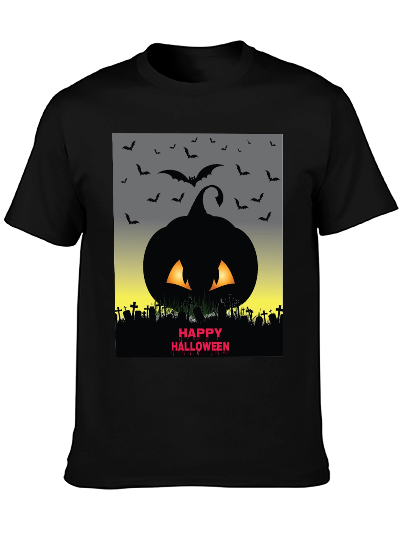 Halloween Pumpkin & Bats Graphic Tee
