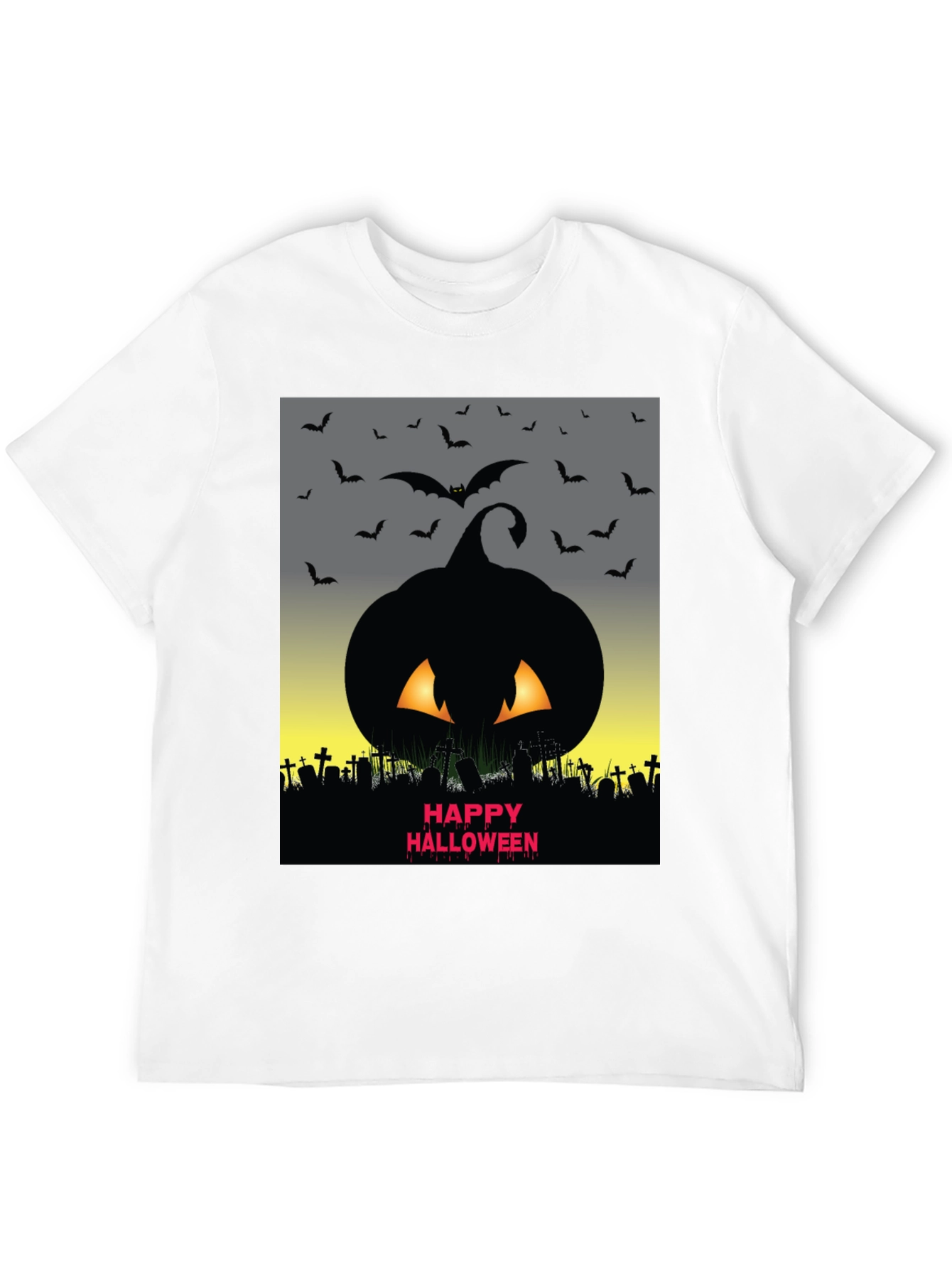Halloween Pumpkin & Bats Graphic Tee