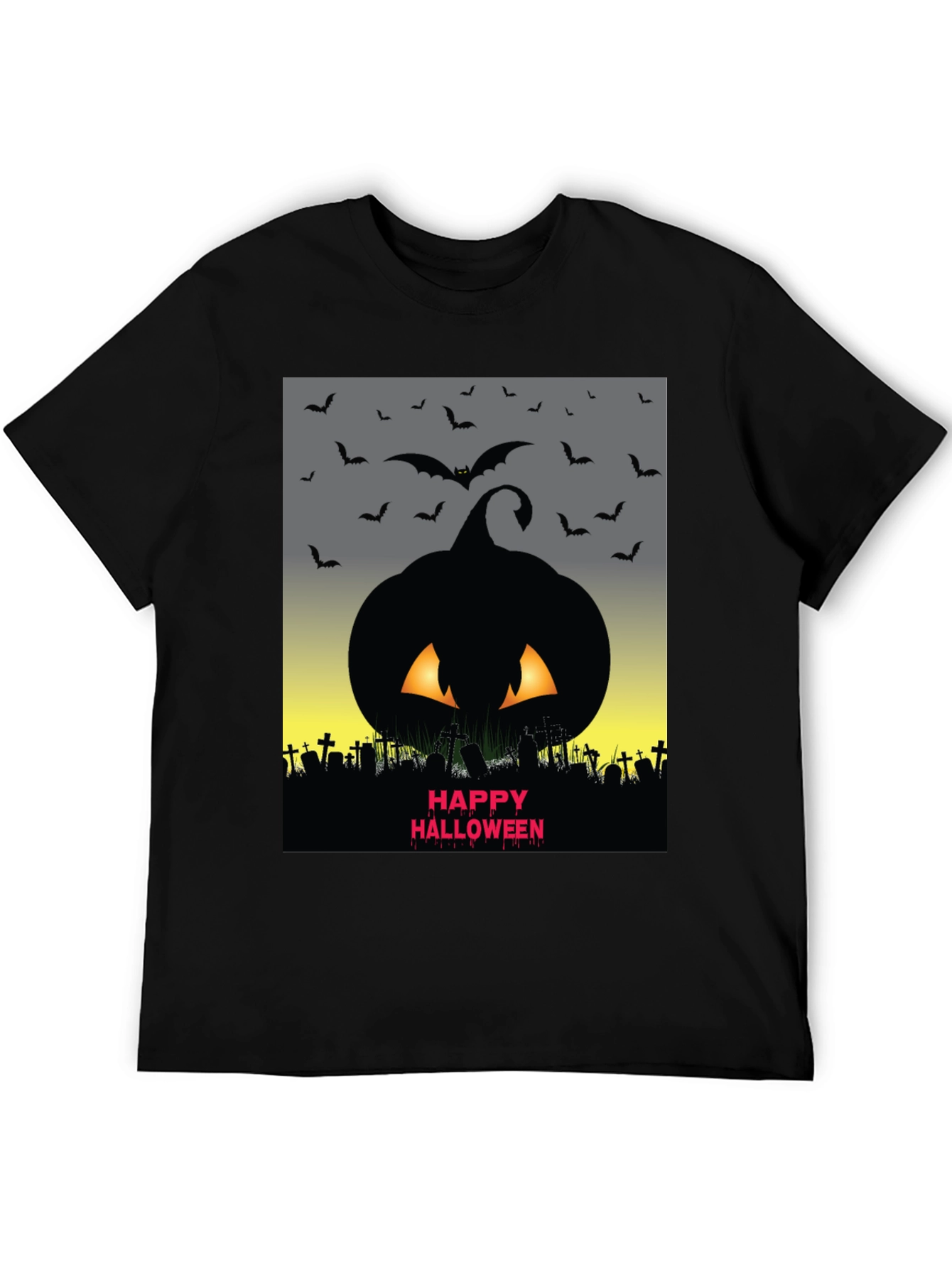 Halloween Pumpkin & Bats Graphic Tee
