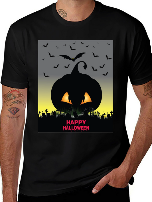 Halloween Pumpkin & Bats Graphic Tee