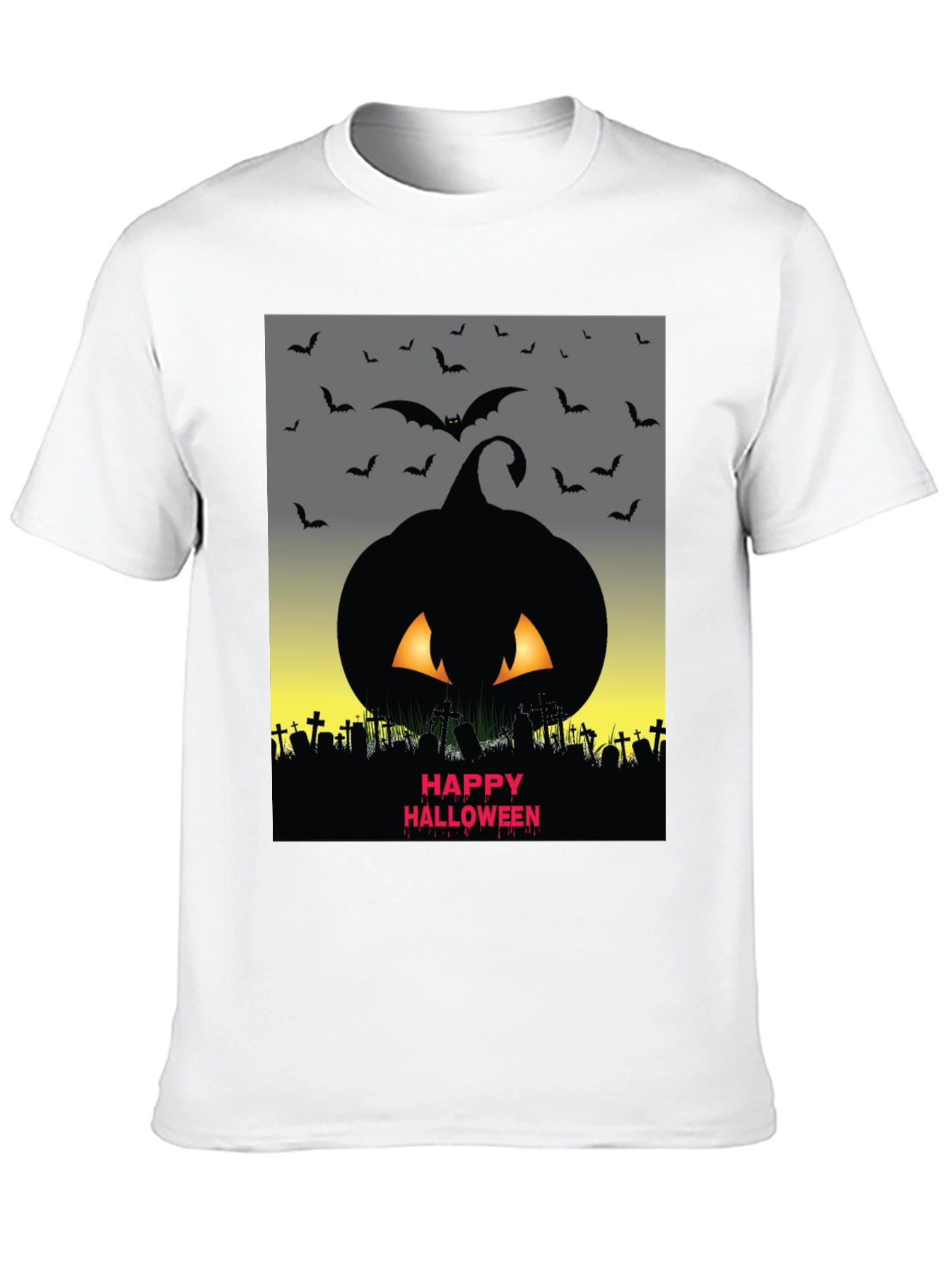 Halloween Pumpkin & Bats Graphic Tee