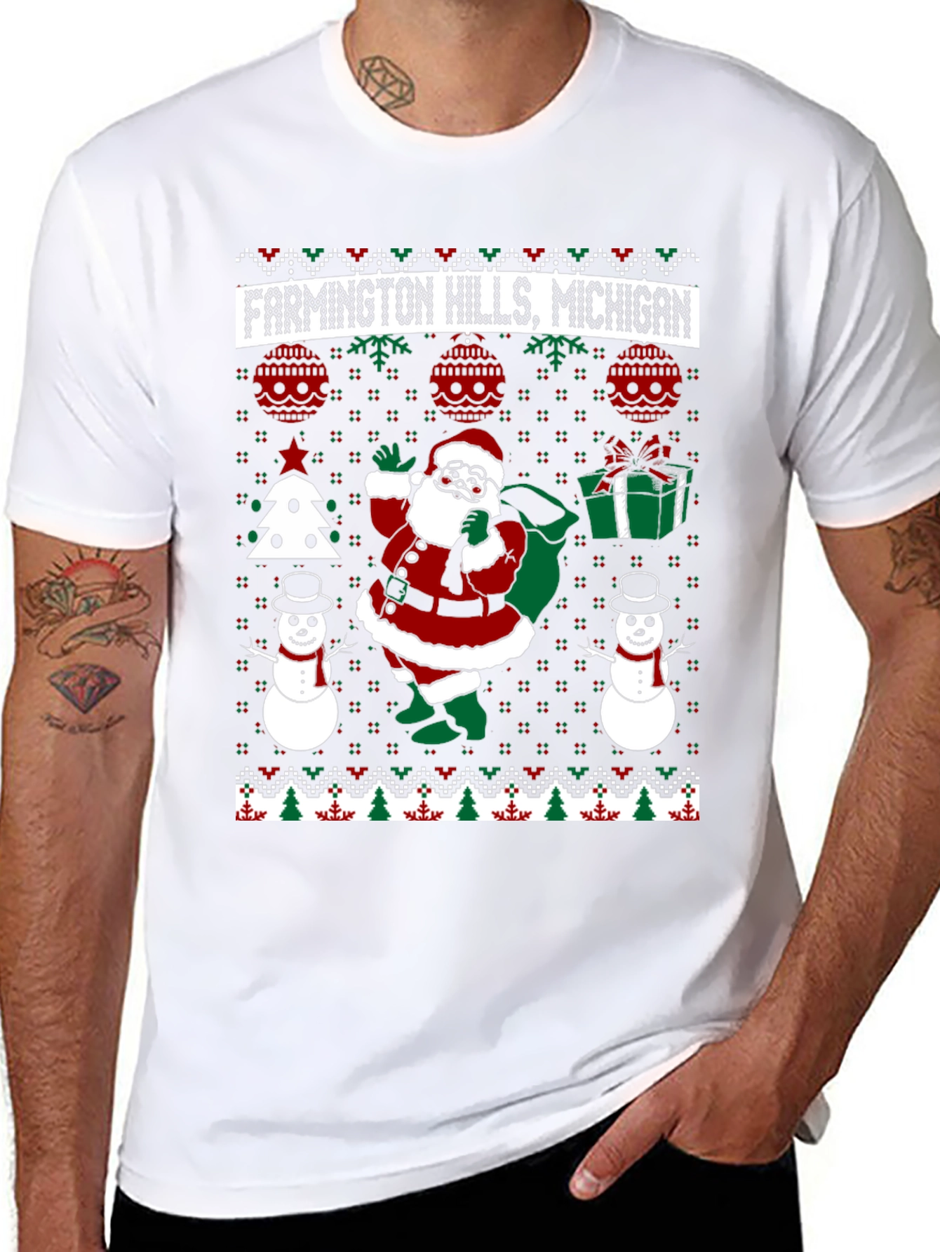 Farmington Hills Michigan Ugly Christmas T-Shirt