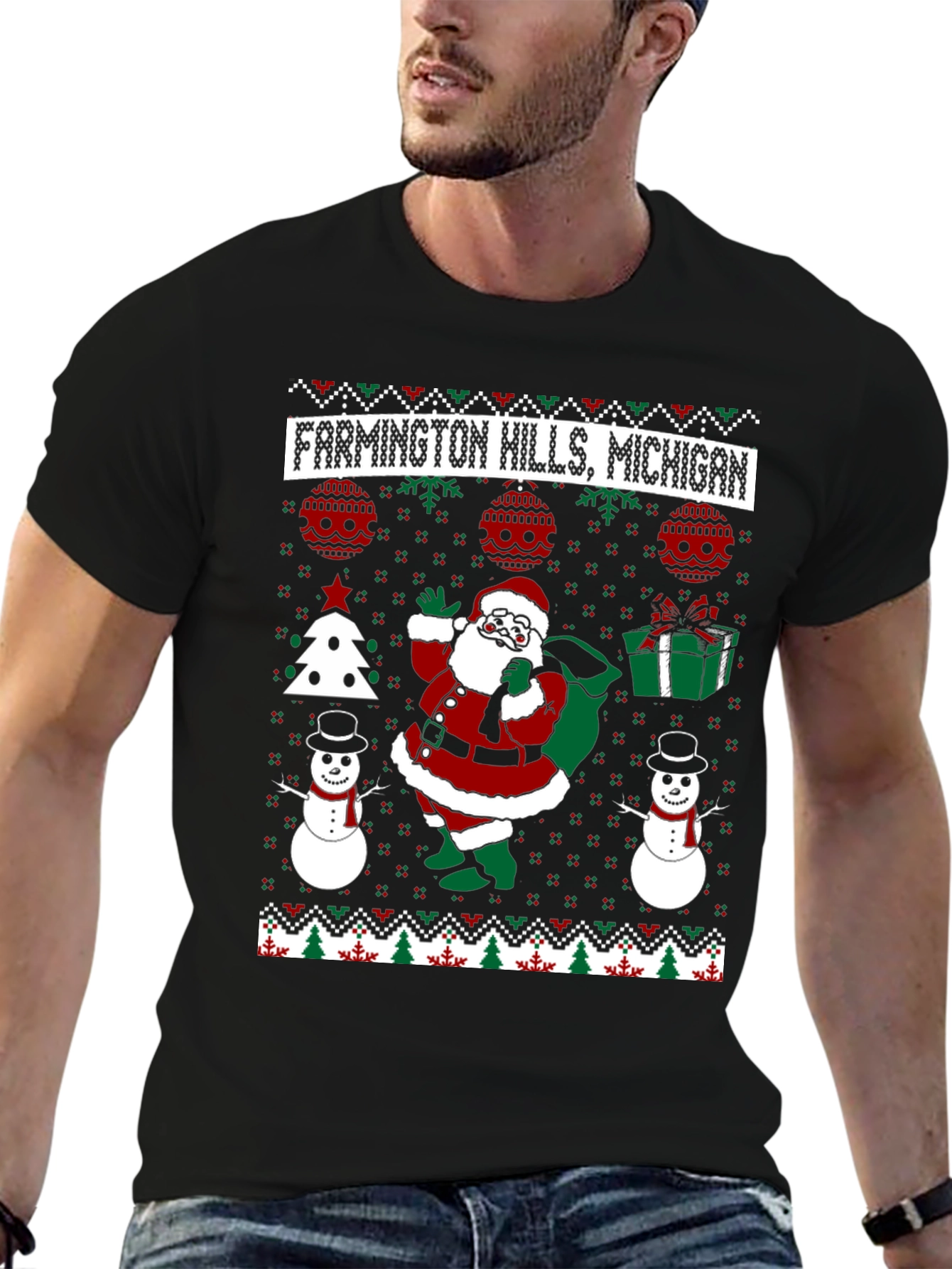 Farmington Hills Michigan Ugly Christmas T-Shirt