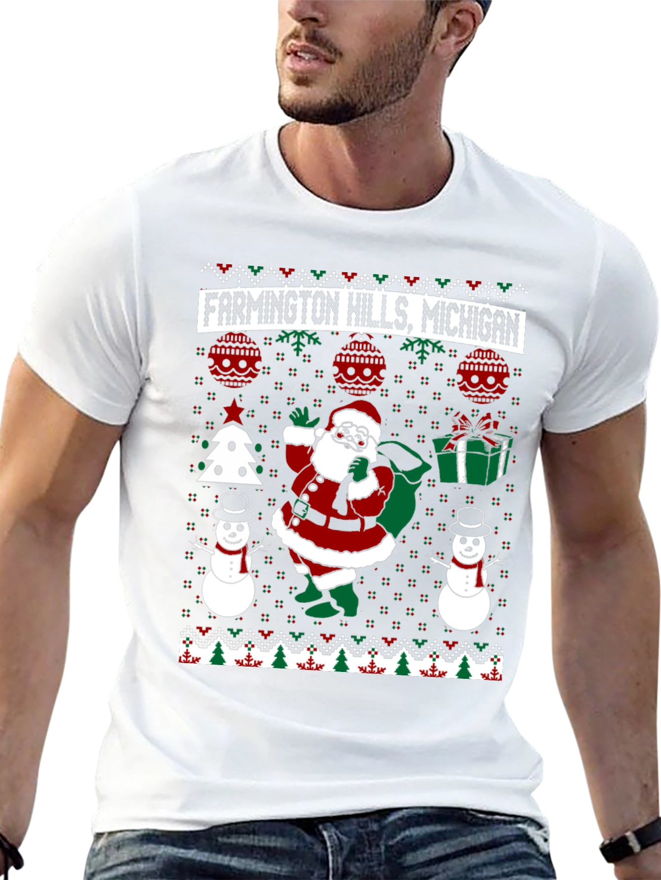 Farmington Hills Michigan Ugly Christmas T-Shirt