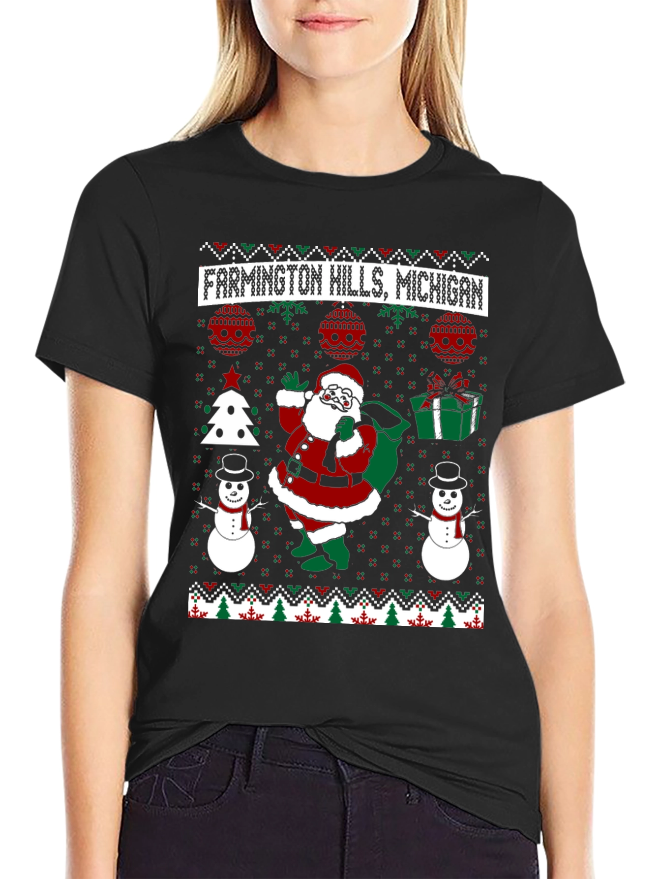 Farmington Hills Michigan Ugly Christmas T-Shirt