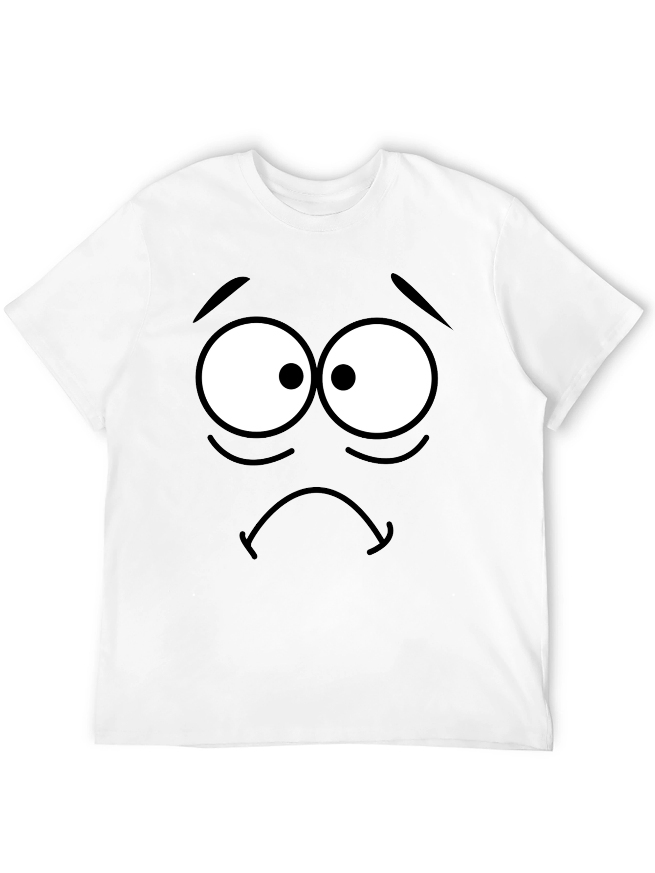 Sad Cartoon Face Black T-Shirt