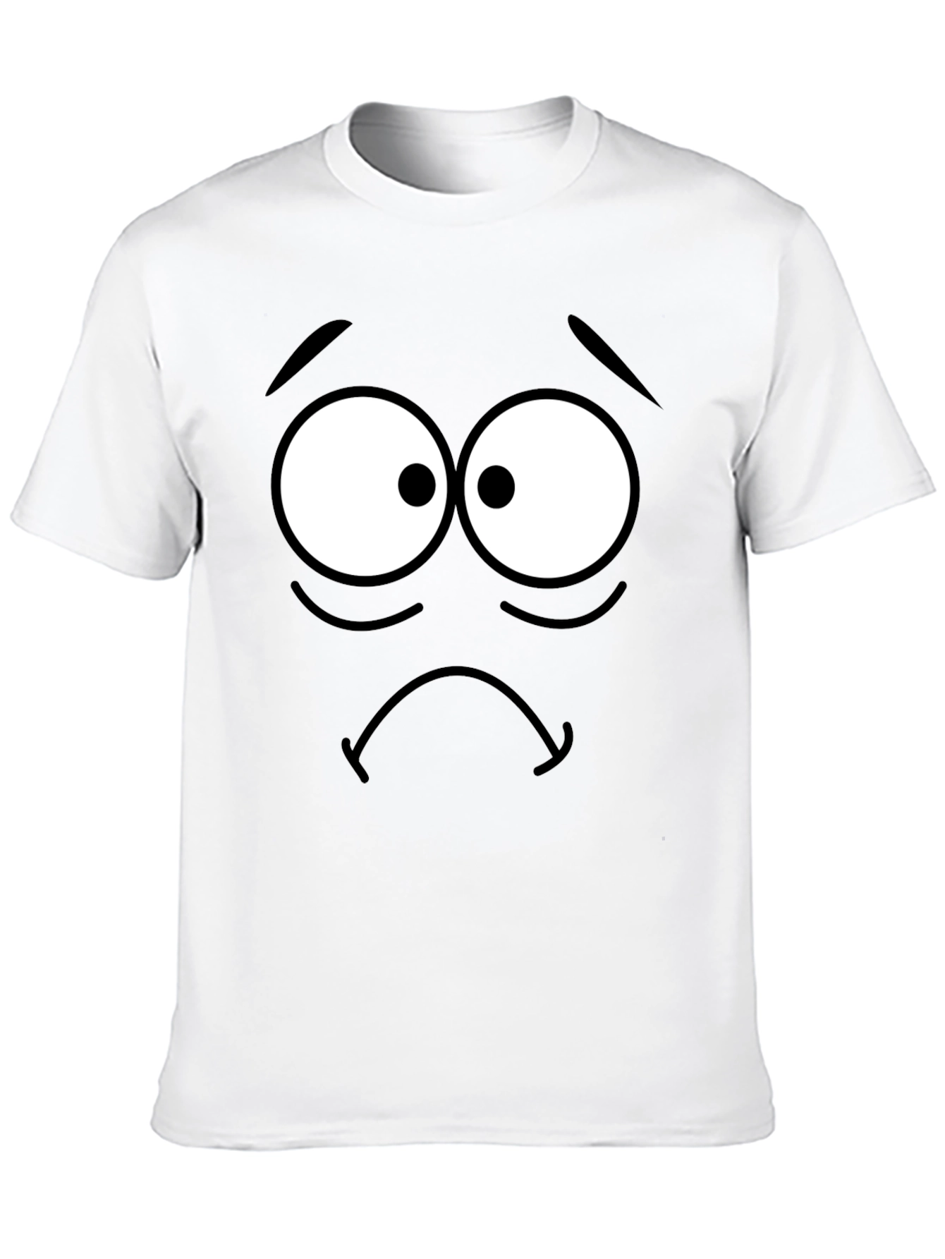 Sad Cartoon Face Black T-Shirt