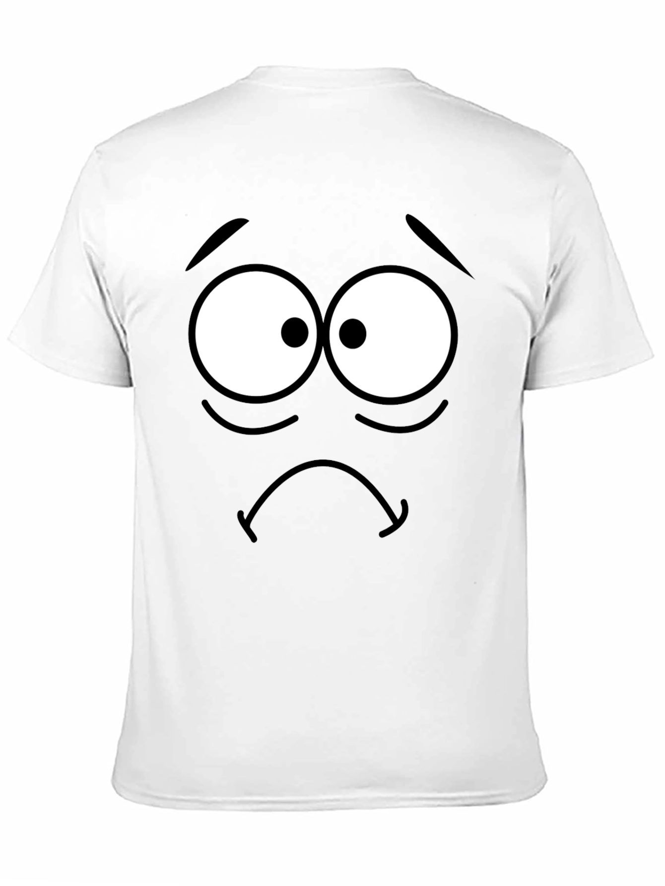 Sad Cartoon Face Black T-Shirt