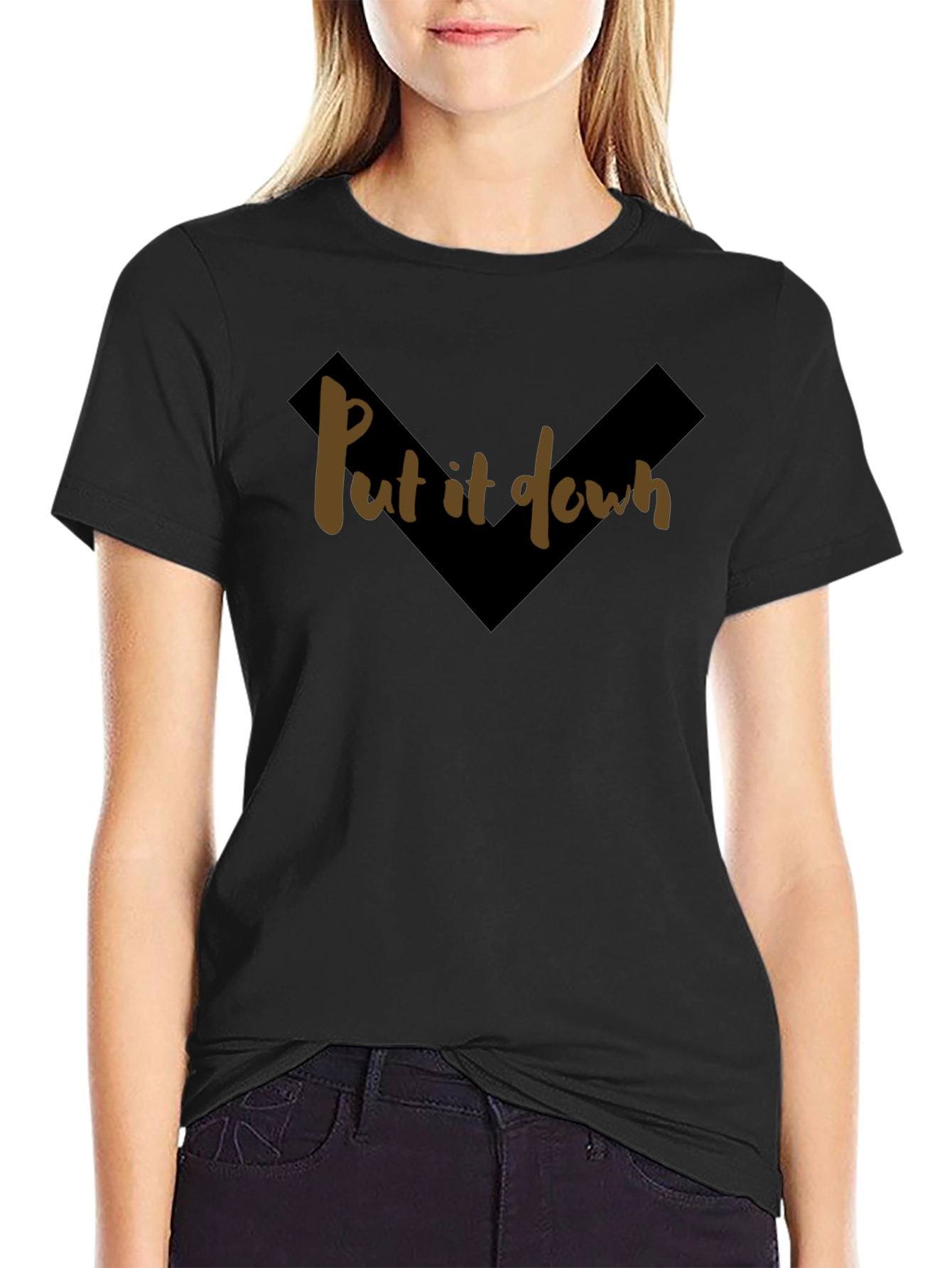 Put It Down Graphic Tee - Trendy Black T-Shirt