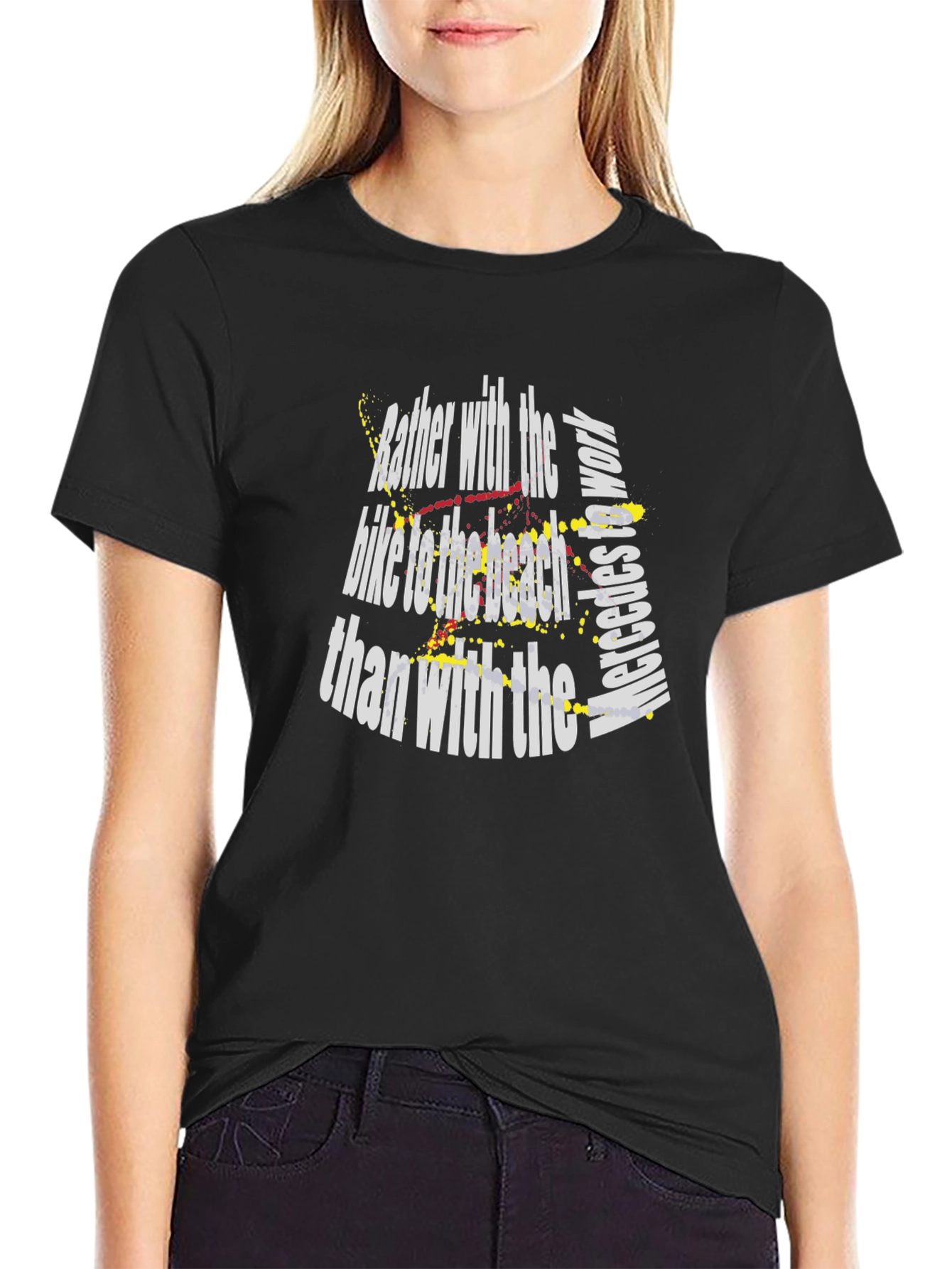 Mens Black T-Shirt: Bike to the Beach Graphic Tee