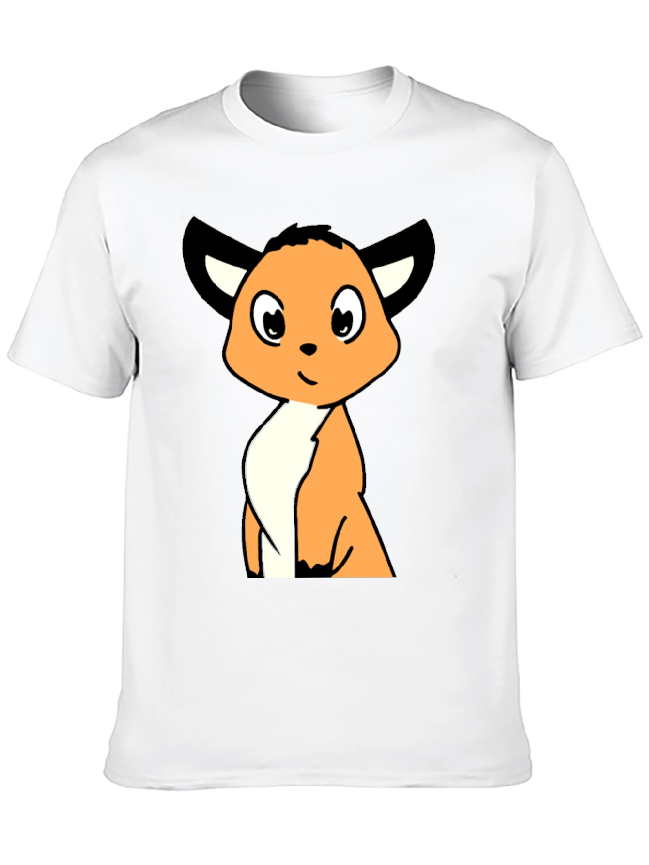 Cartoon Fox Graphic Tee - Black Casual T-Shirt