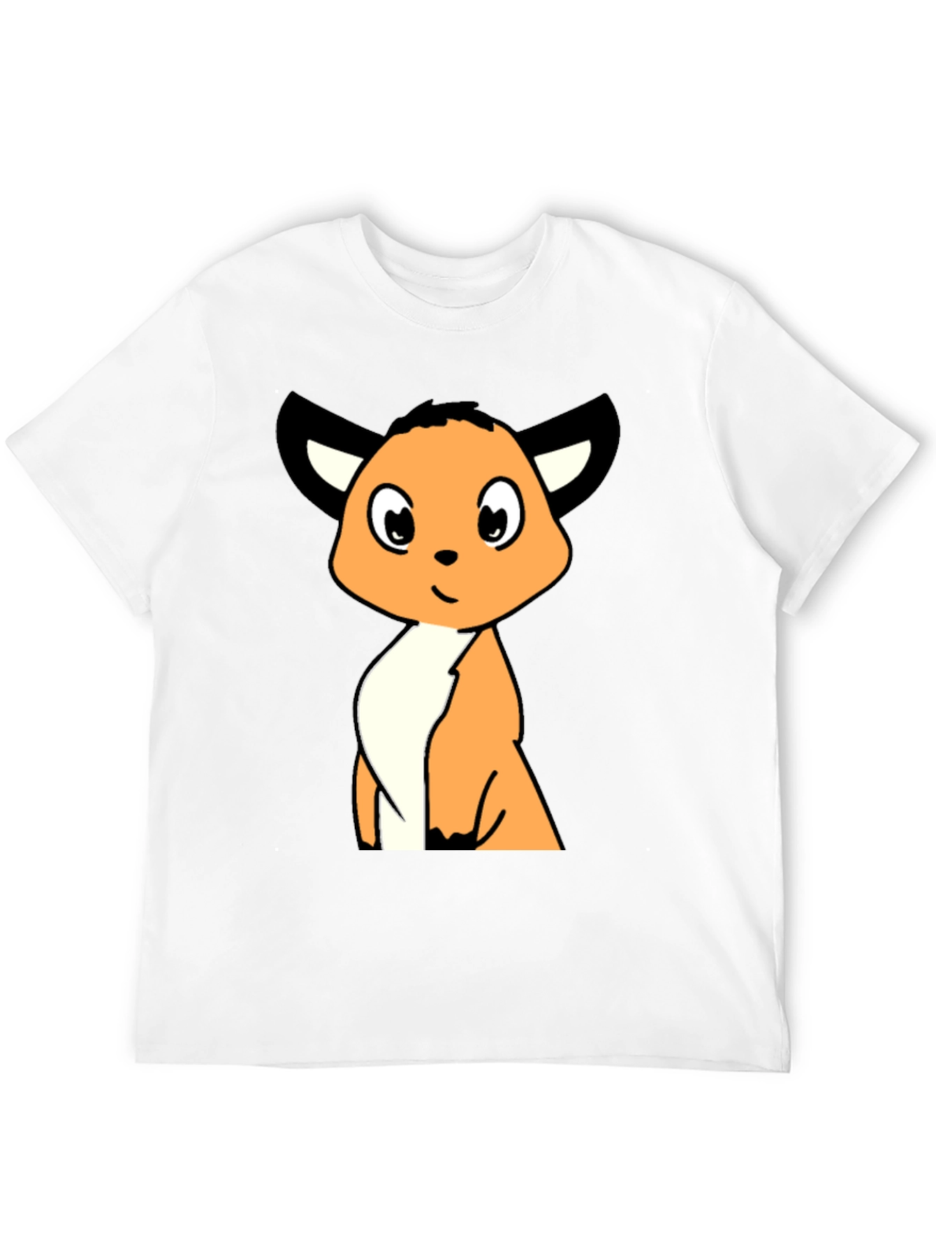 Cartoon Fox Graphic Tee - Black Casual T-Shirt