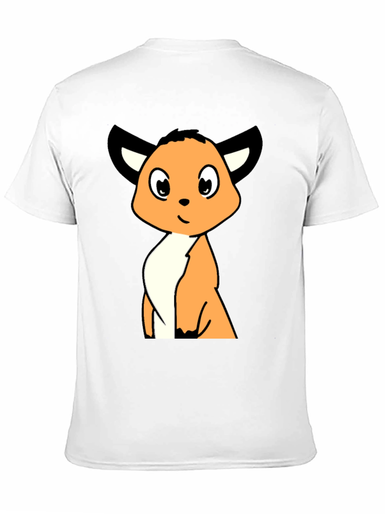 Cartoon Fox Graphic Tee - Black Casual T-Shirt
