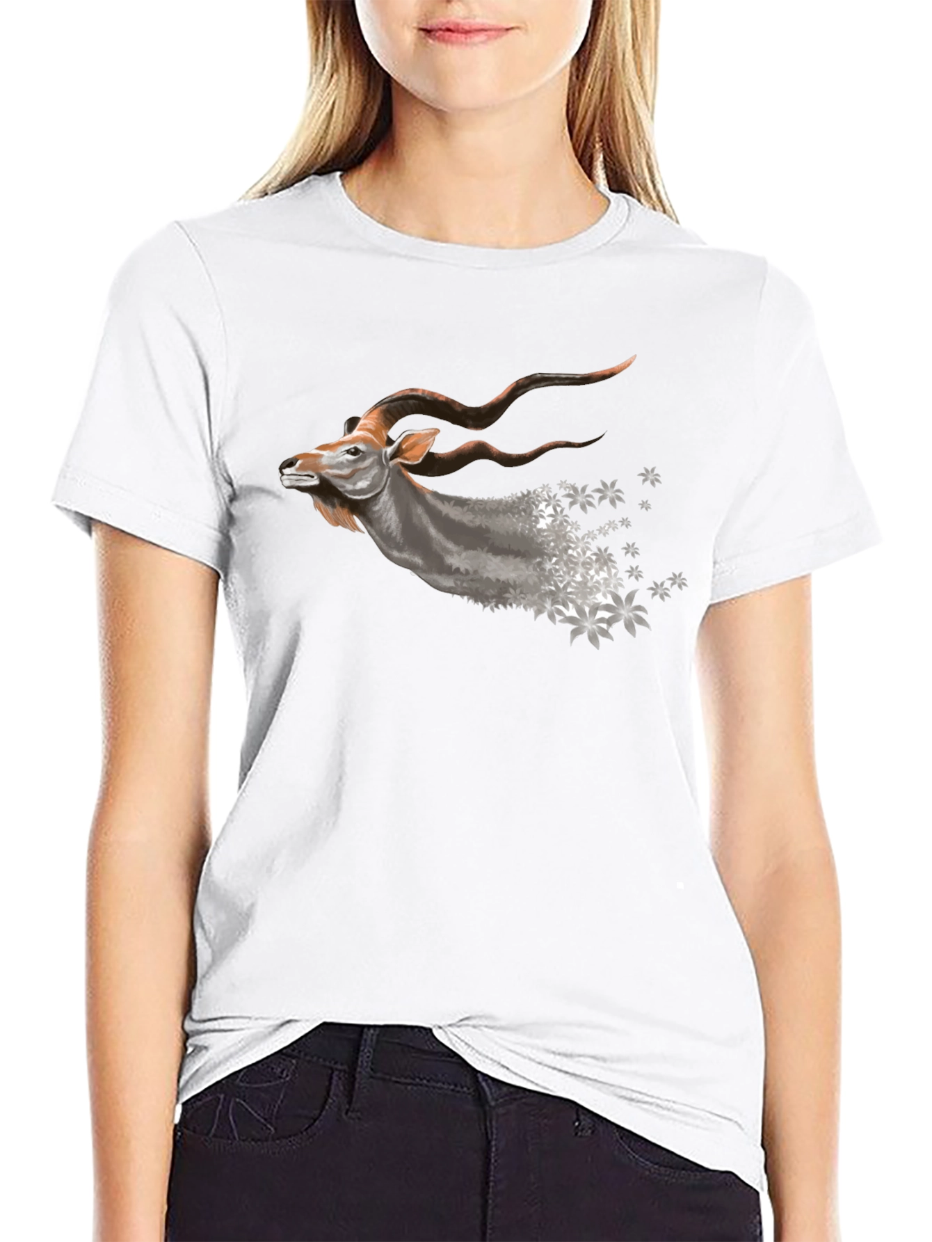 Mens Black T-Shirt with Kudu Design