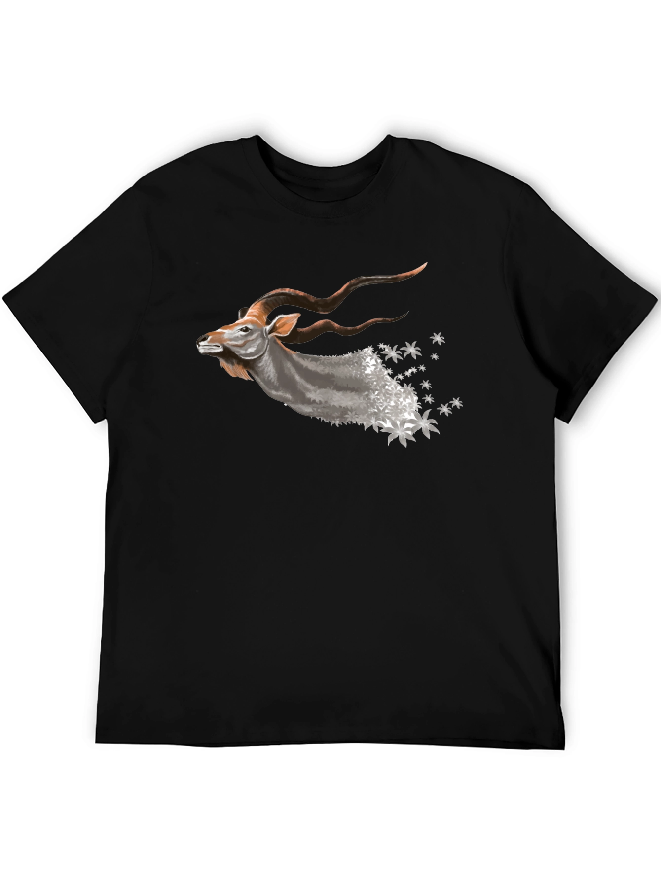 Mens Black T-Shirt with Kudu Design