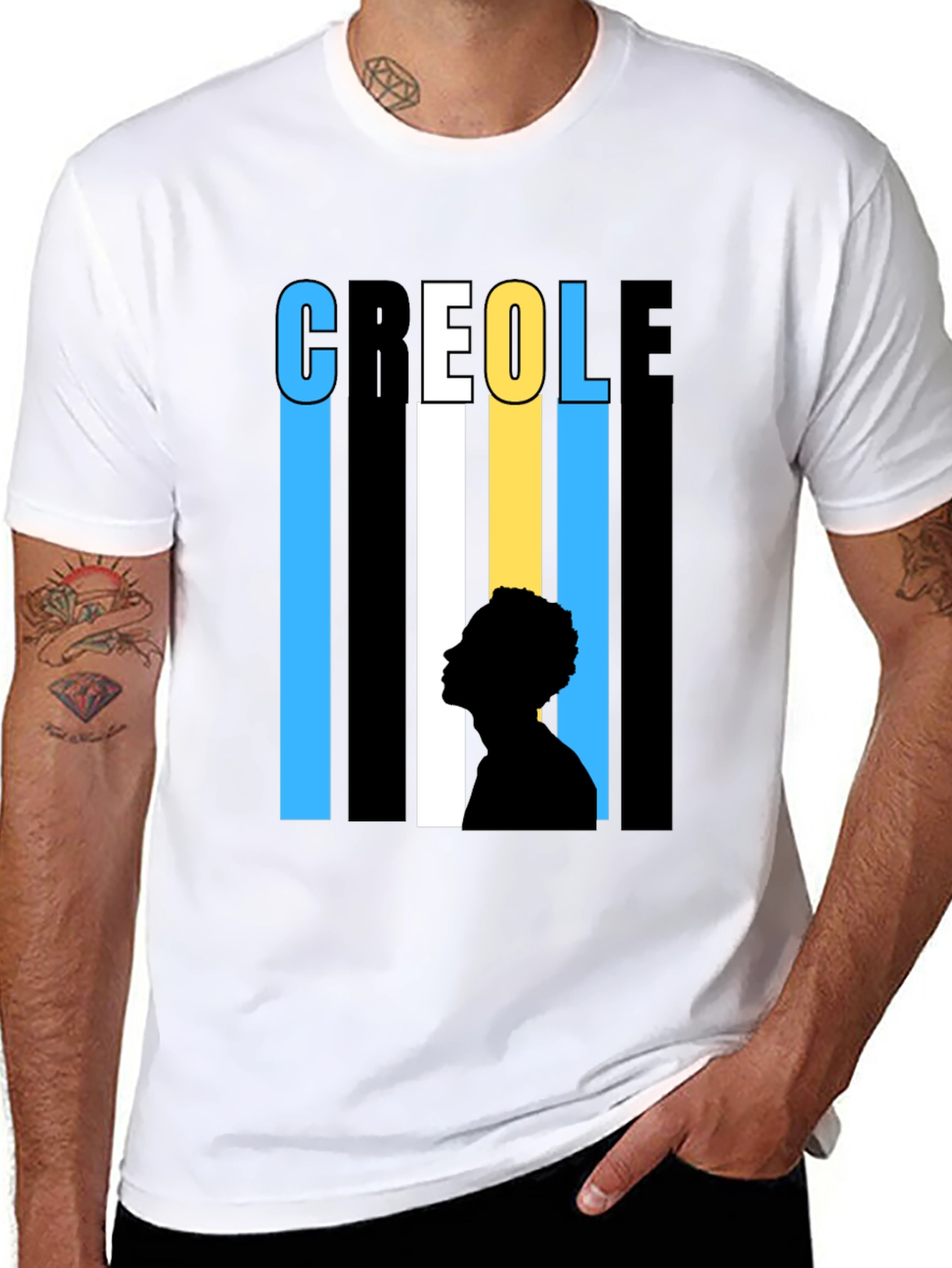Creole Silhouette Graphic T-Shirt - Stylish Black Tee