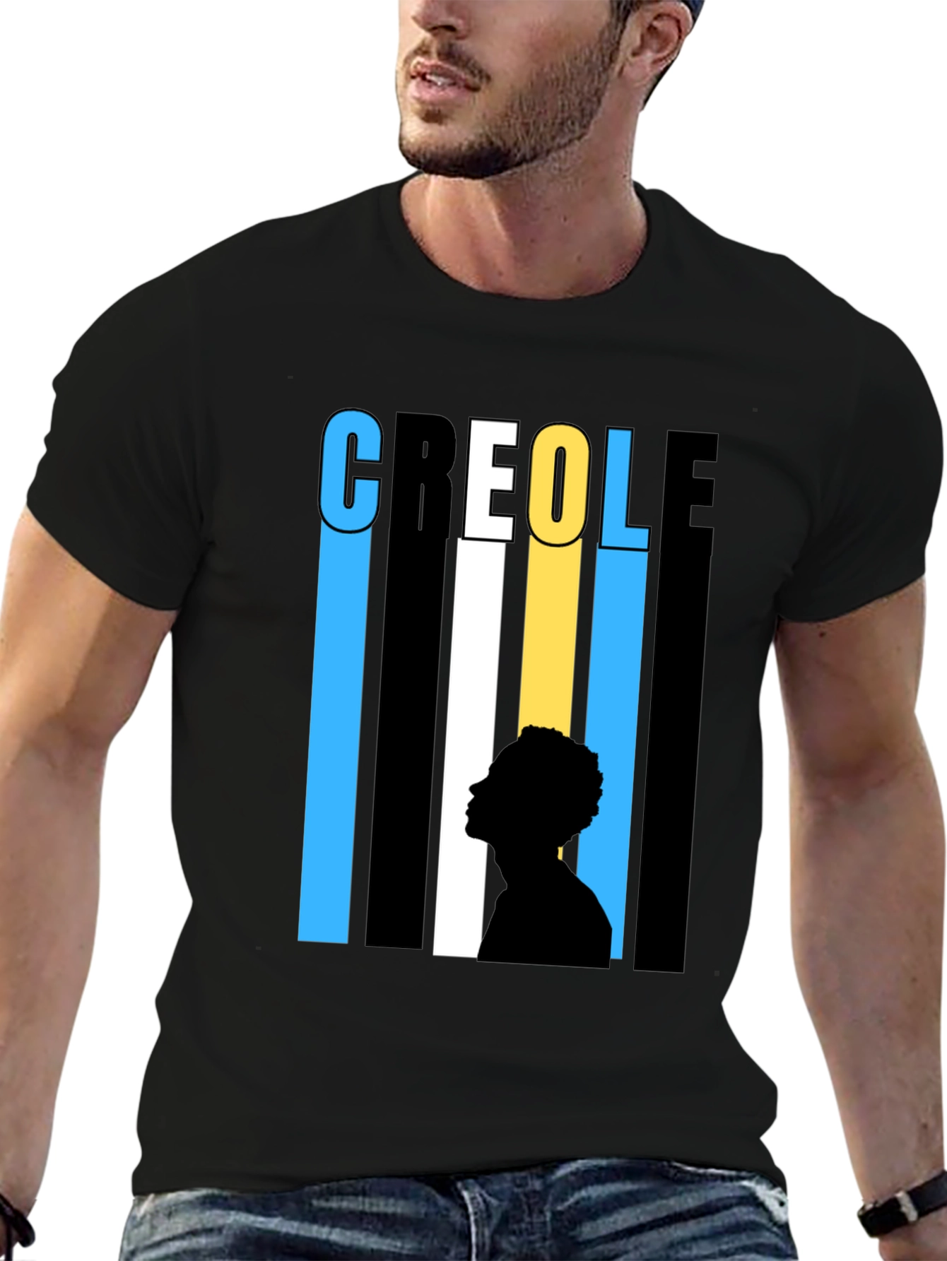 Creole Silhouette Graphic T-Shirt - Stylish Black Tee