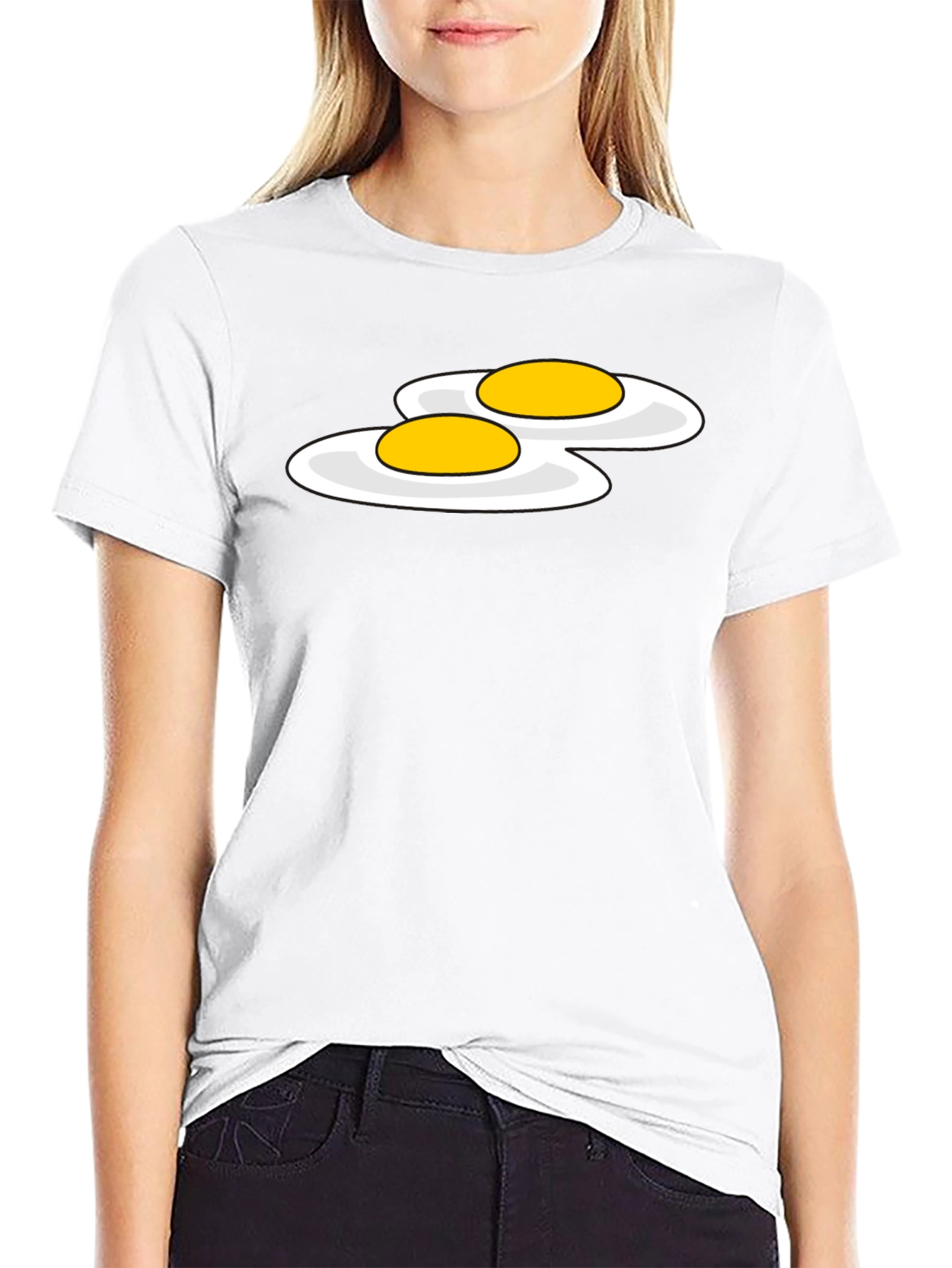 Funny Sunny Side Up Eggs Graphic T-Shirt - Black